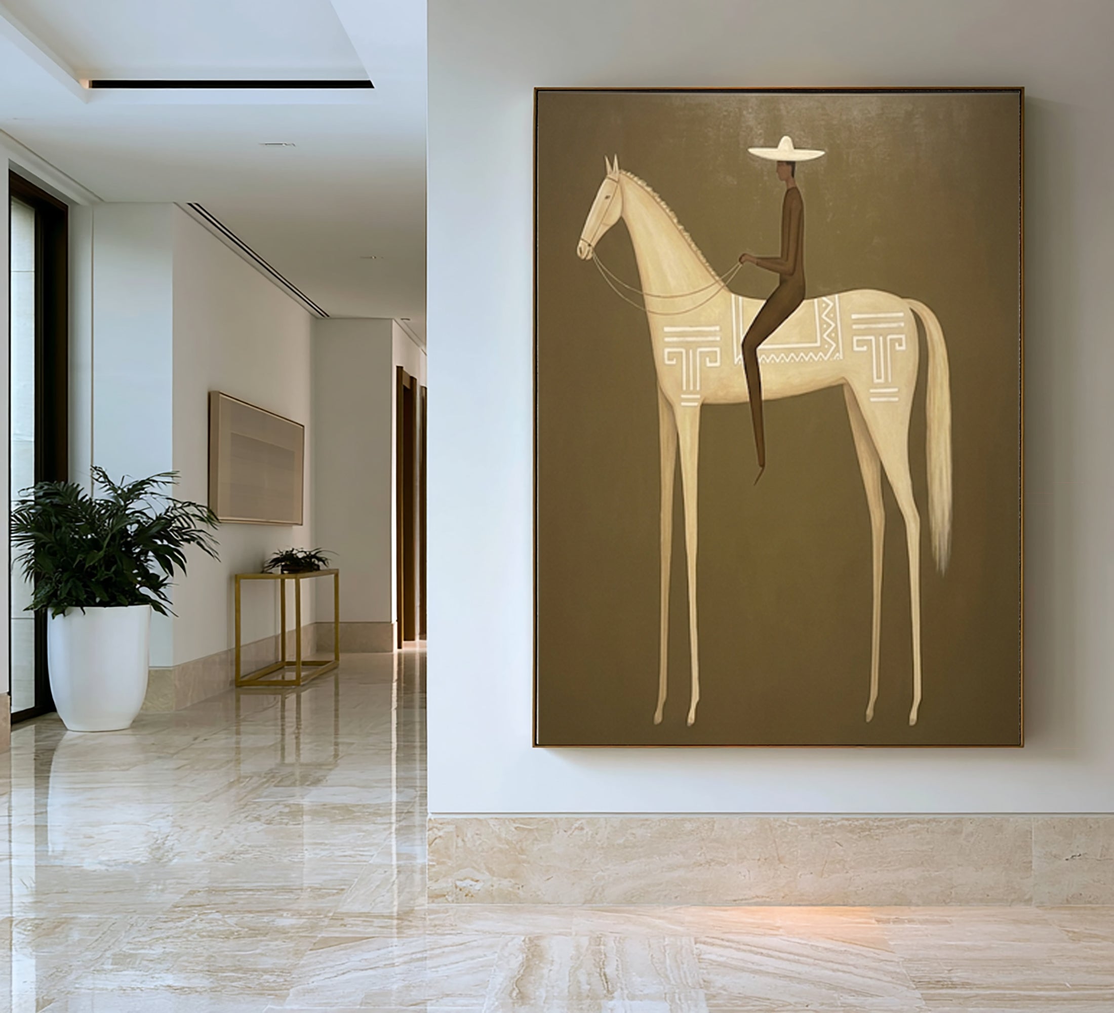 Large Elegant Rider Wall Art Horse Equestrian Oil Painting Cowboy Cowgirl Inspired Vintage Americana Western Artwork Luxury Home Decor