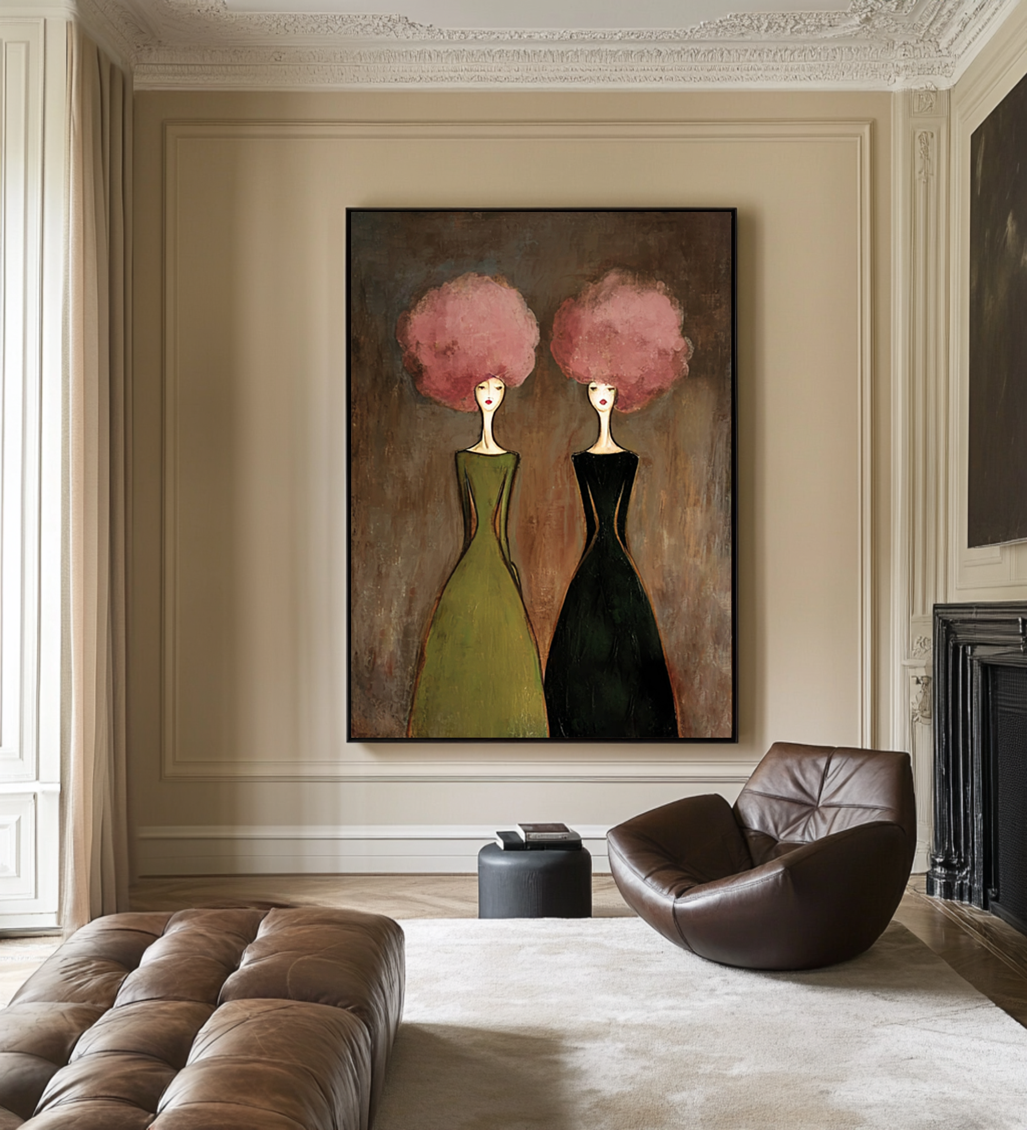 Minimal Figurative Oil Painting with Soft Pink Details #CZ 052