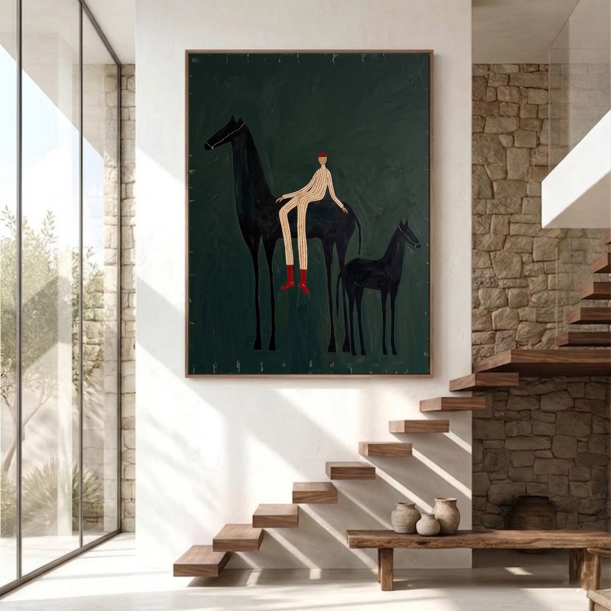 Large Cowboy Horse Wall Art Contemporary Western Ranch Painting