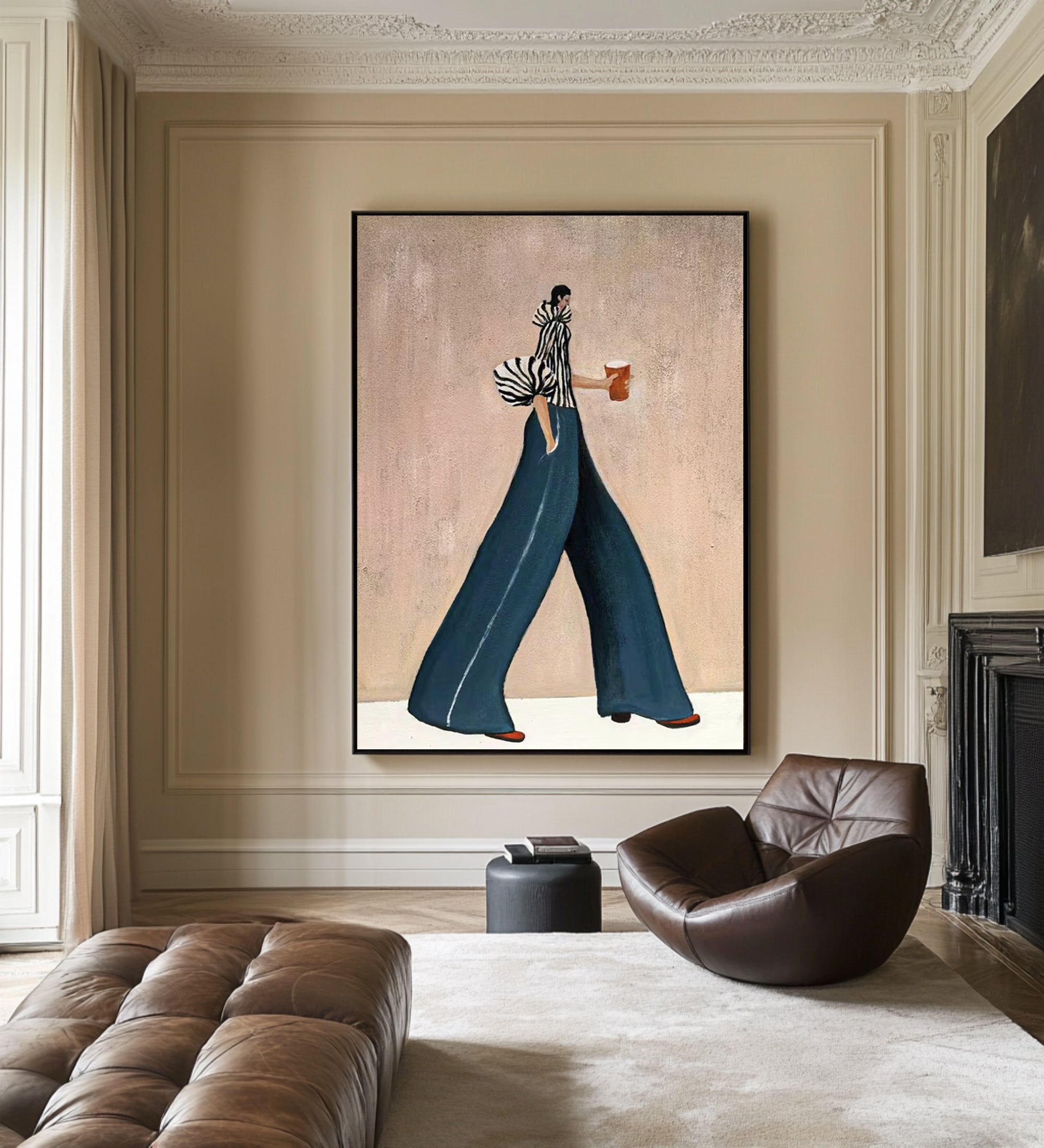 Oversized Modern Woman Canvas Art Contemporary Fashion Painting