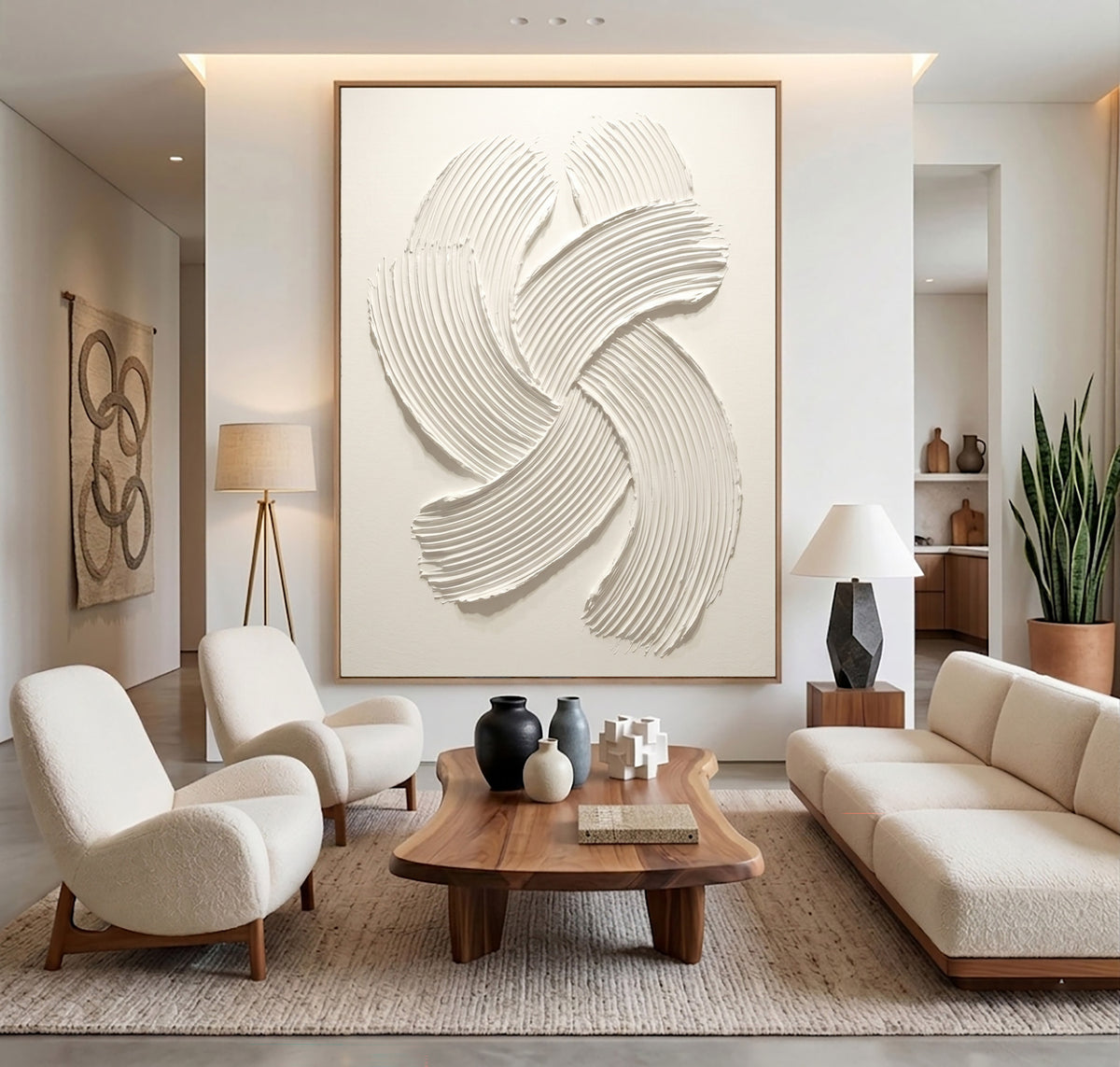 Quiet Motion In White Relief Large Textured Wall Art Minimalist Sculptural Abstract Artwork Quiet Luxury Decor