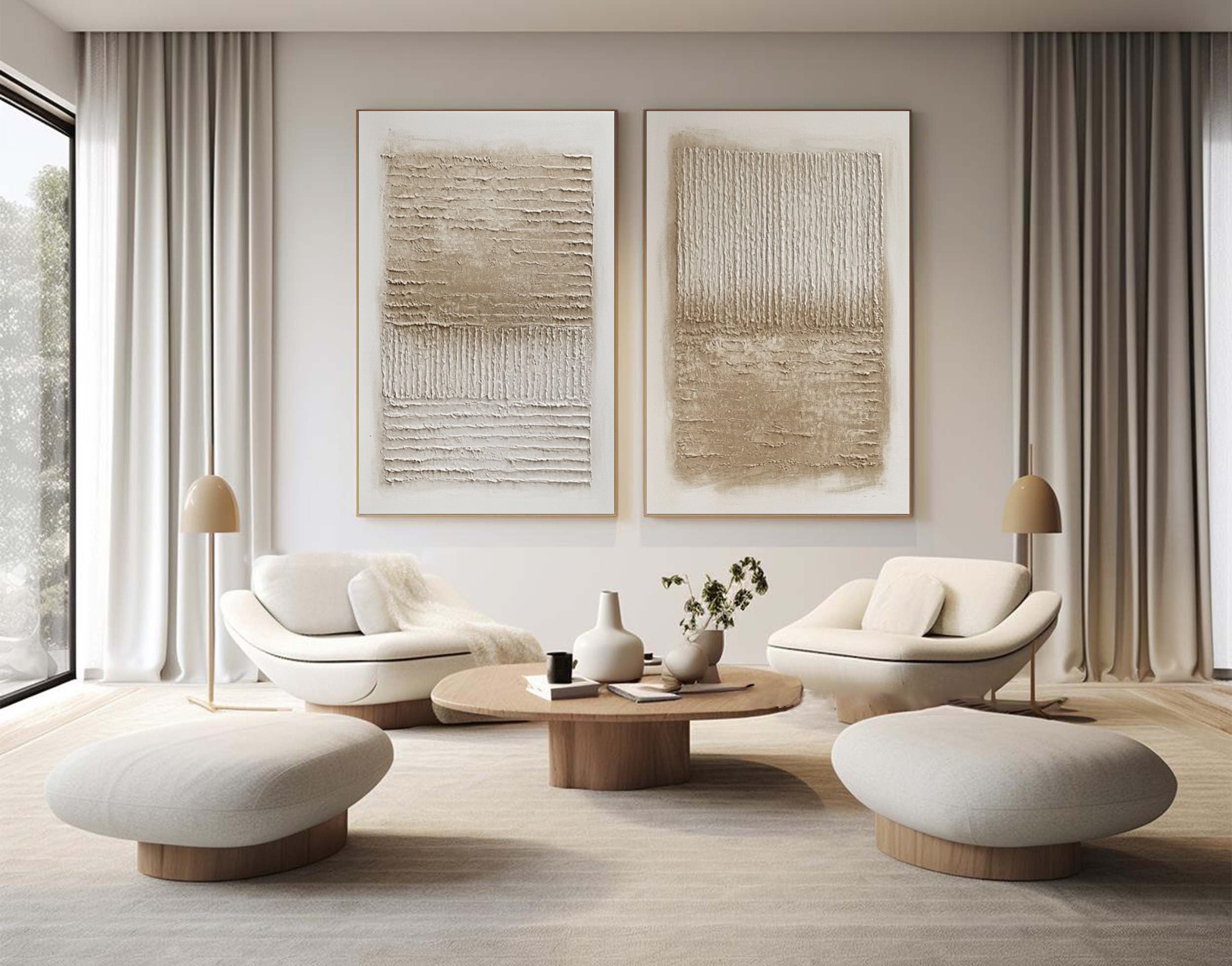 Modern Striped Impasto Wall Art Set Of 2 #AG 021