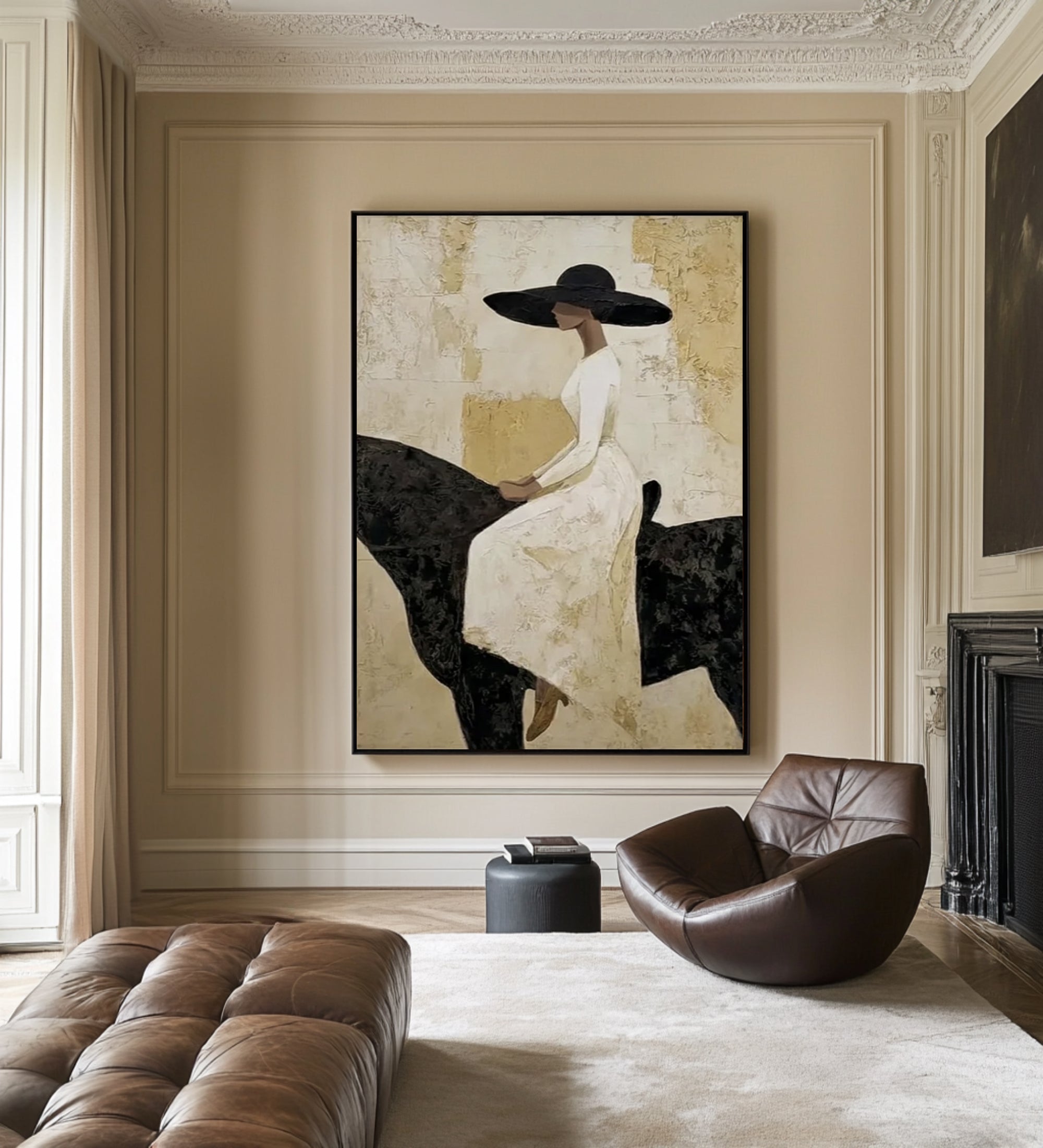 Modern Elegant Horsewoman Canvas Art Contemporary Figurative Painting