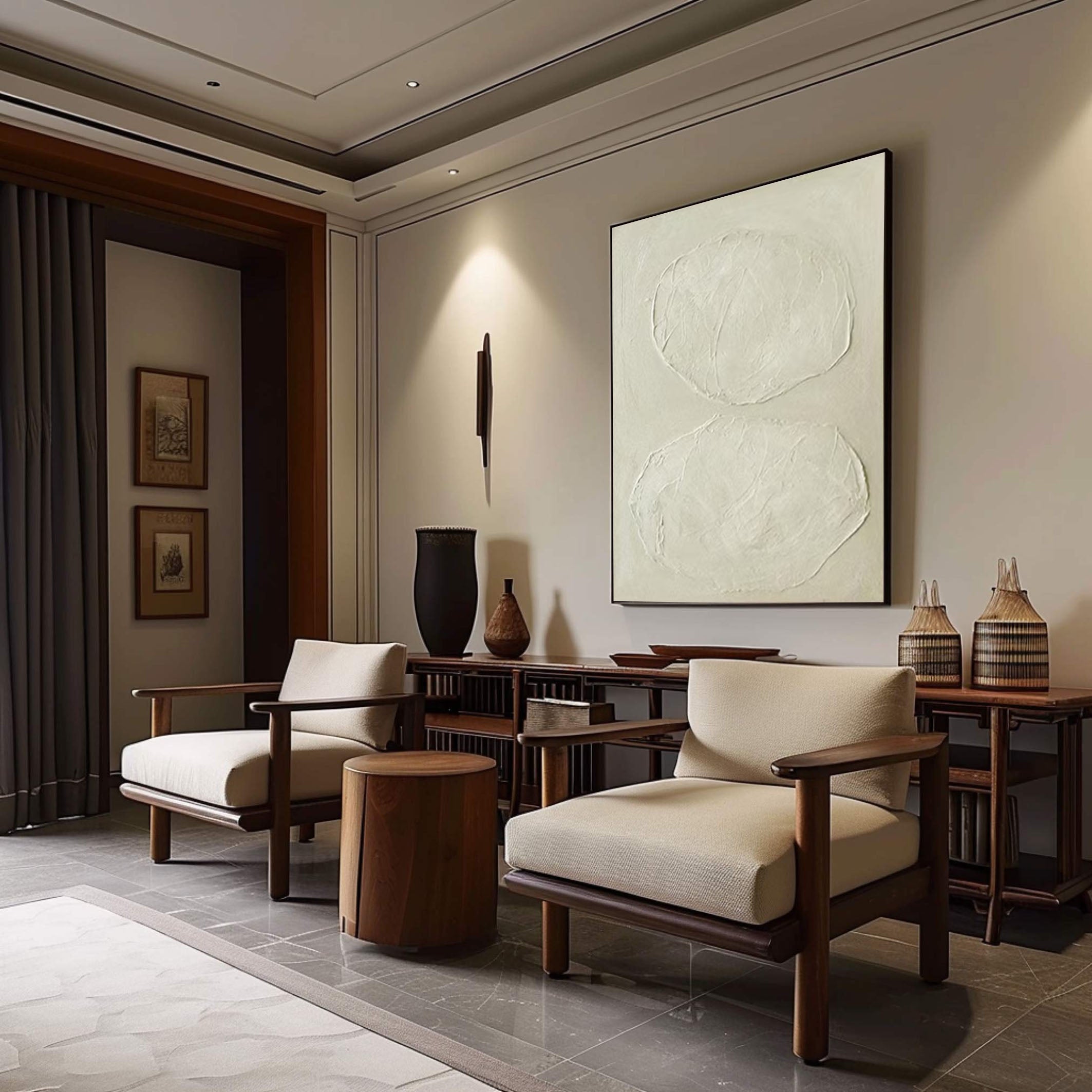 Handcrafted Neutral Abstract Painting Minimalist Decor #MMA 182