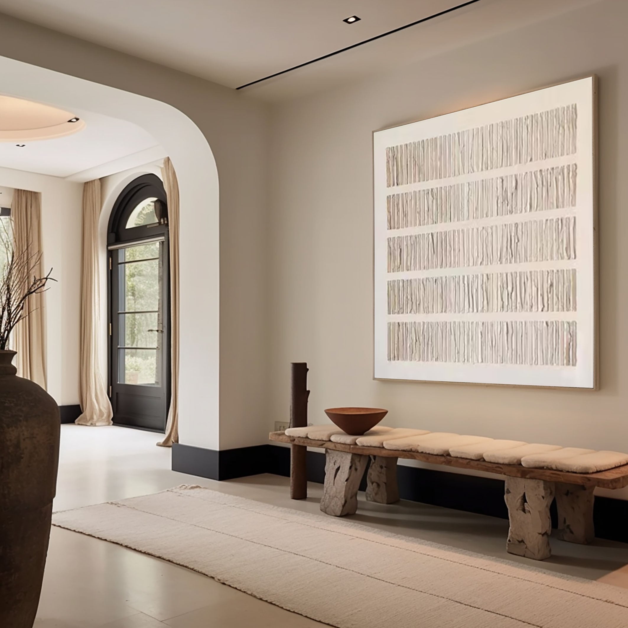 Neutral Toned Wabi Sabi Wall Art Textured Lines Painting #MMA 184