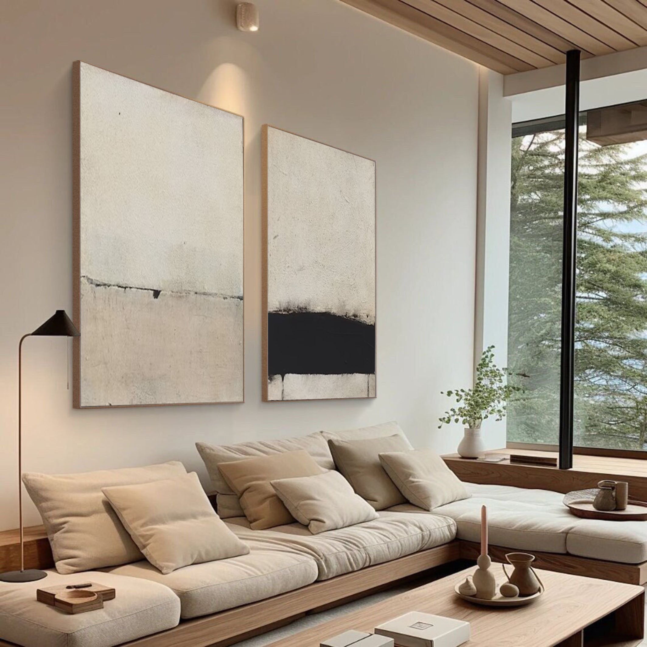 Modern Minimalist Abstract Art Dual Panels for a Refined Look #MMAS 061