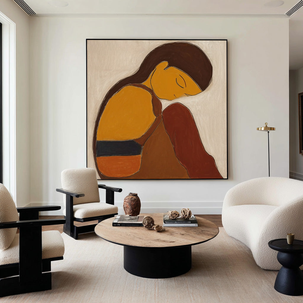 Mid Century Modern Abstract Figure Painting #CZ 030