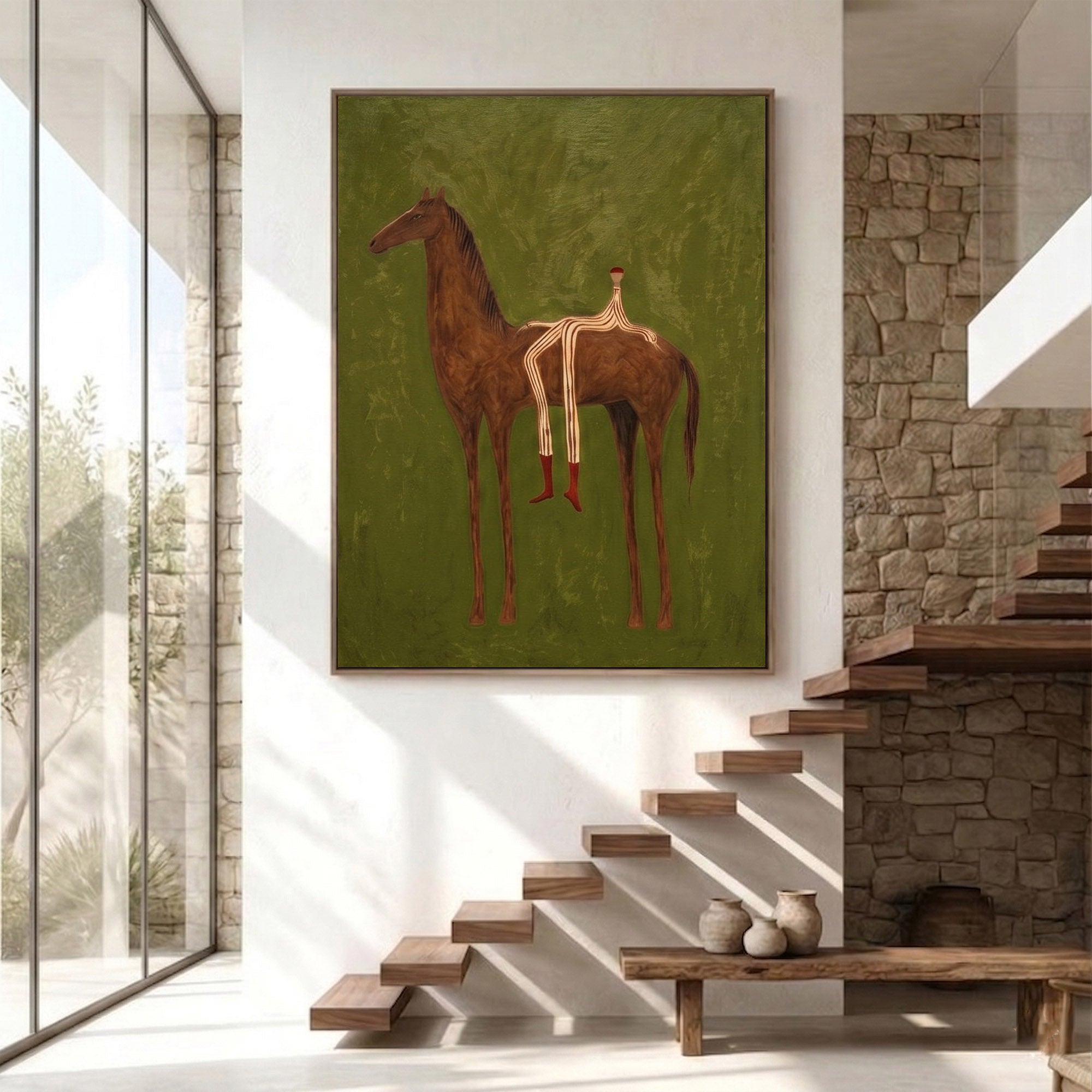 Large Cowboy Horse Wall Art Modern Western Contemporary Artwork