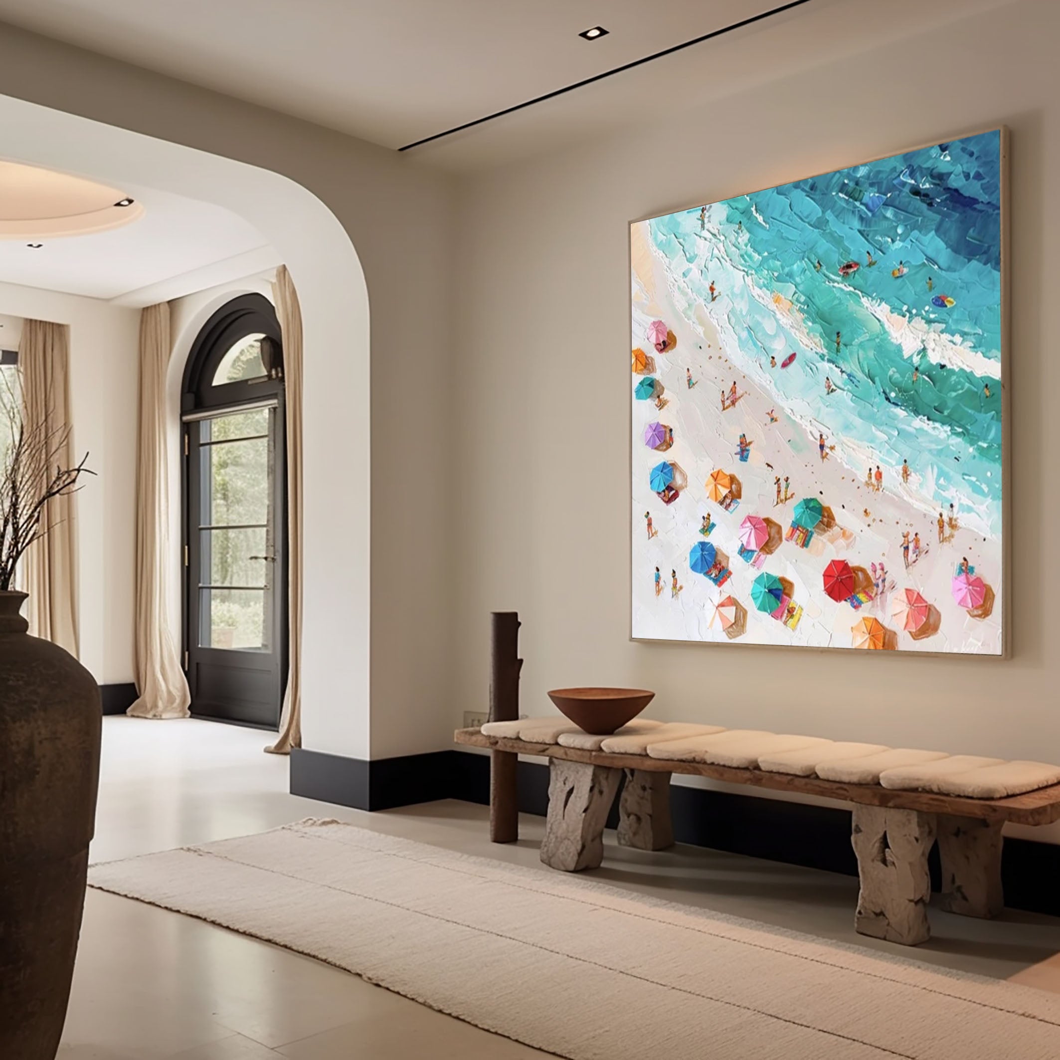Coastal Large Wall Art Lively Beach Canvas Painting #OS 052