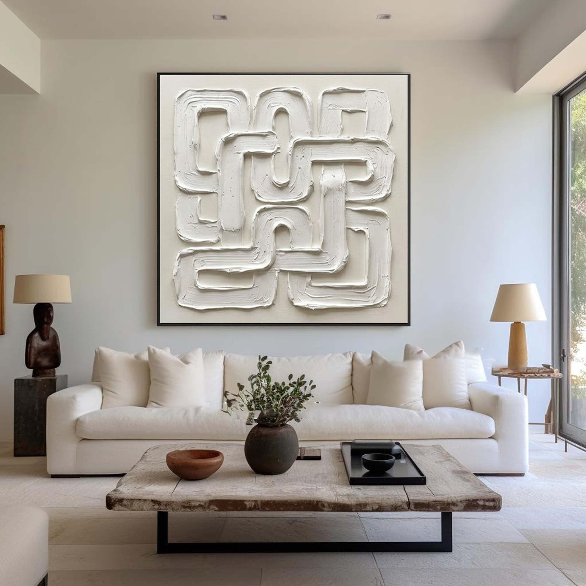 Large Architectural Flow Wall Art Neutral Sculptural Painting
