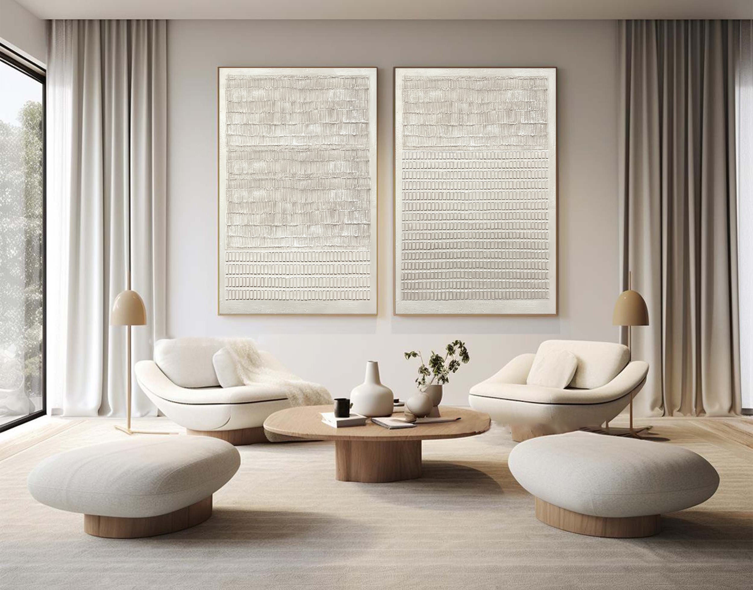 White Textured Art Prints Set Of 2 #AG 036