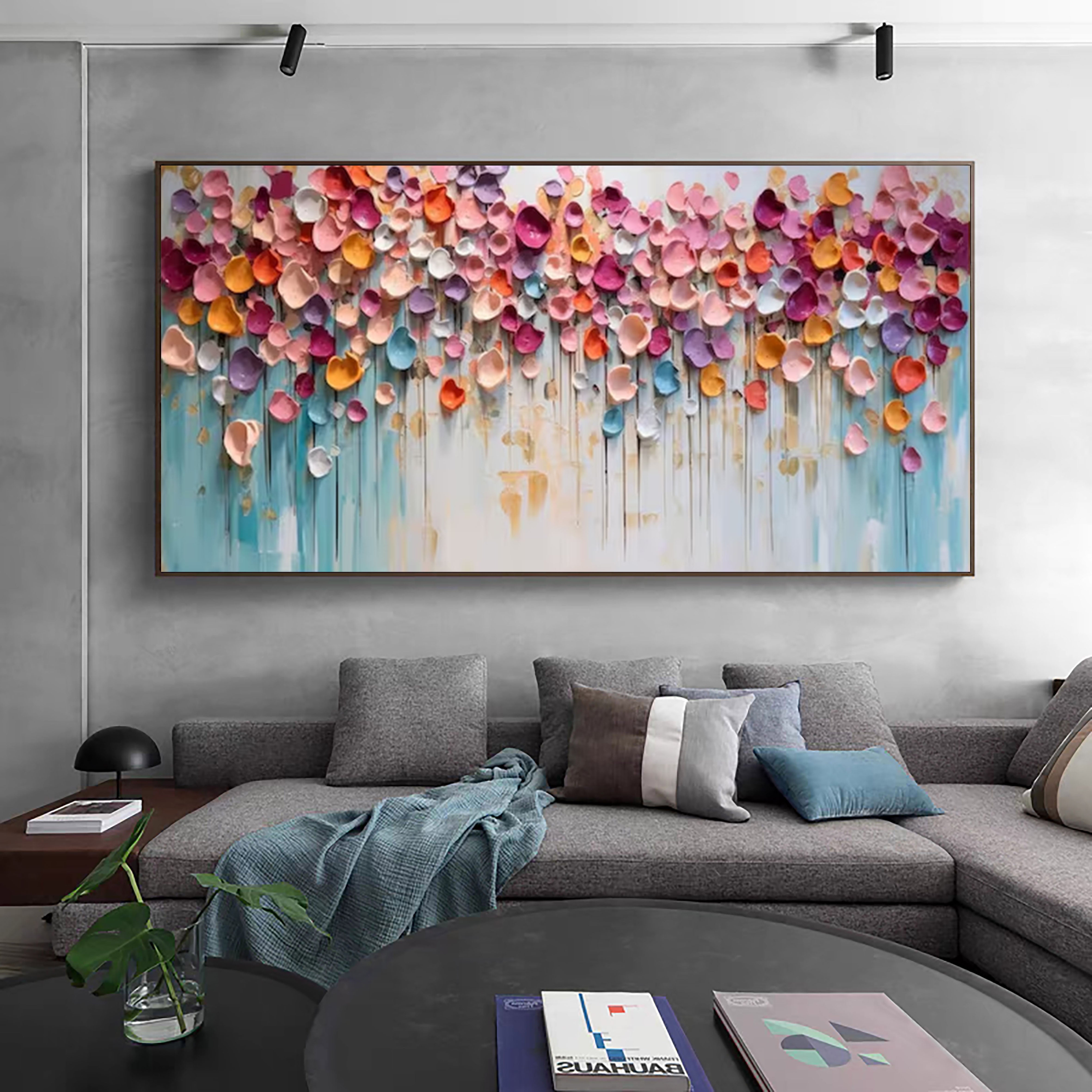 Vibrant Petal Abstract Wall Art Large Modern Floral Canvas #FT 056