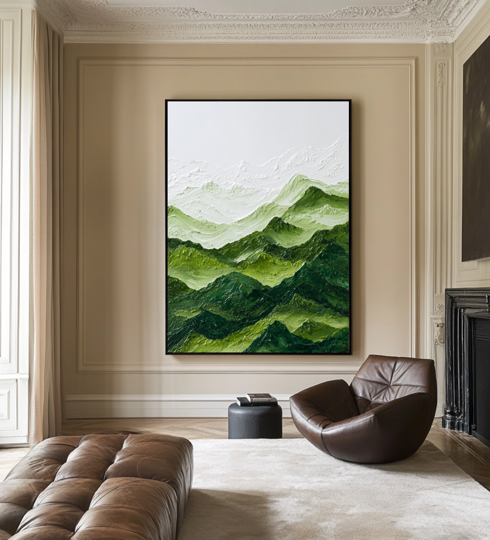 Large Textured Green Peaks Painting | KeiraArt #CZ 001