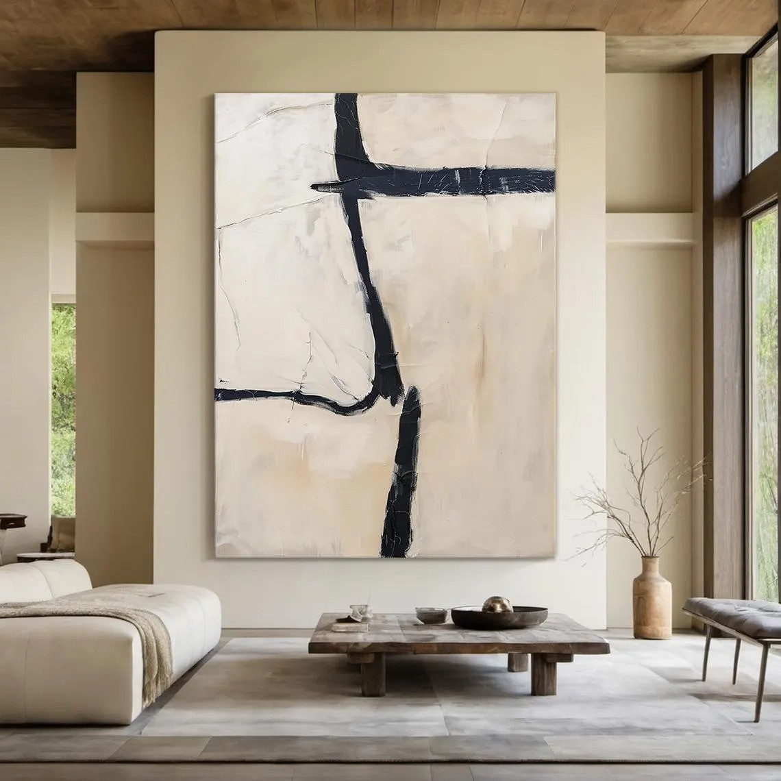 Neutral Tone Abstract Painting - Minimalist Wall Decor Art #AP 110