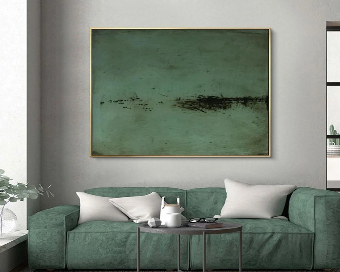 Abstract Green Wall Art | Nature Inspired Minimalist Canvas Painting #AP 087