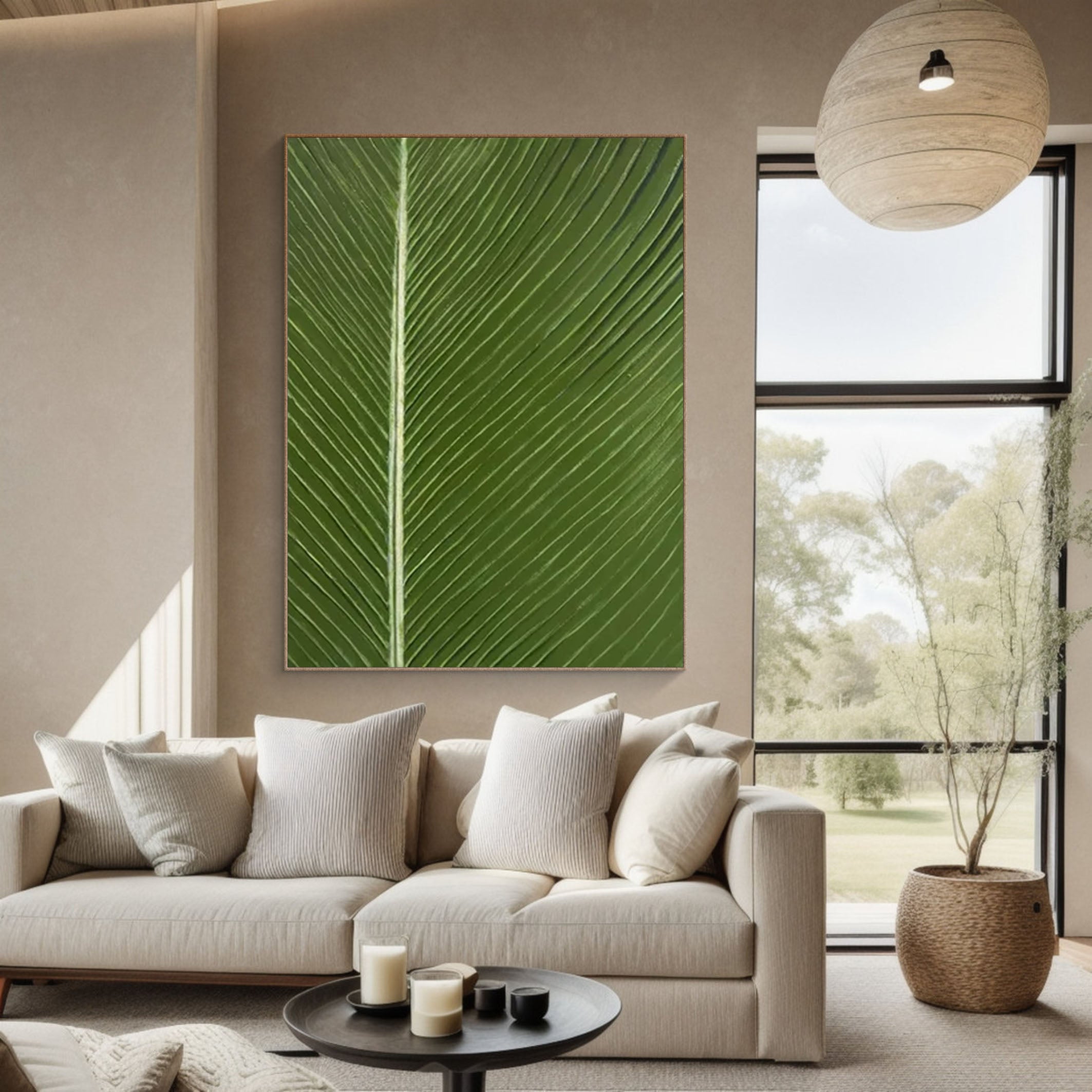 Green Leaf Abstract Art Botanical Wall Decor for Modern Spaces #AP 064