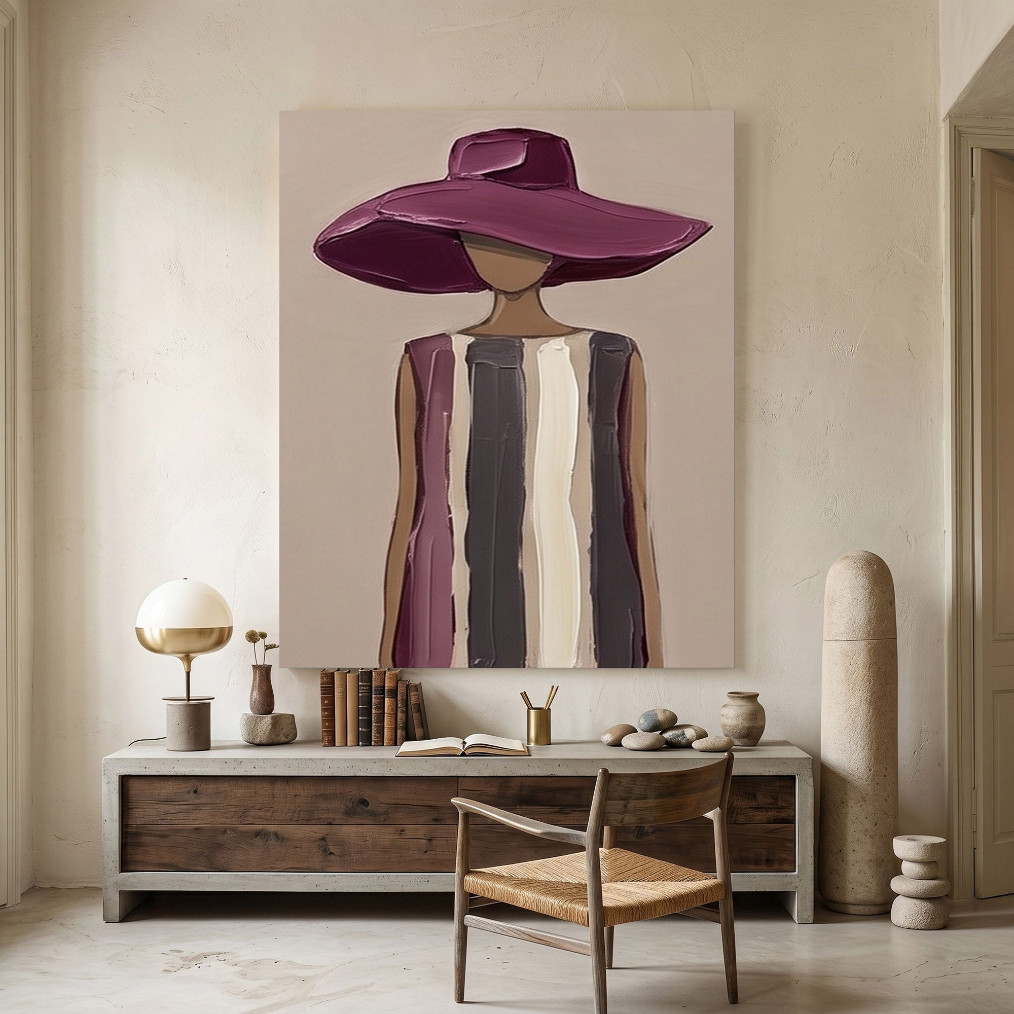 Large Woman Portrait Wall Art Abstract Oil Painting Vintage Americana Art Cowgirl Cowboy Western Fashion Figure Luxury Home Decor