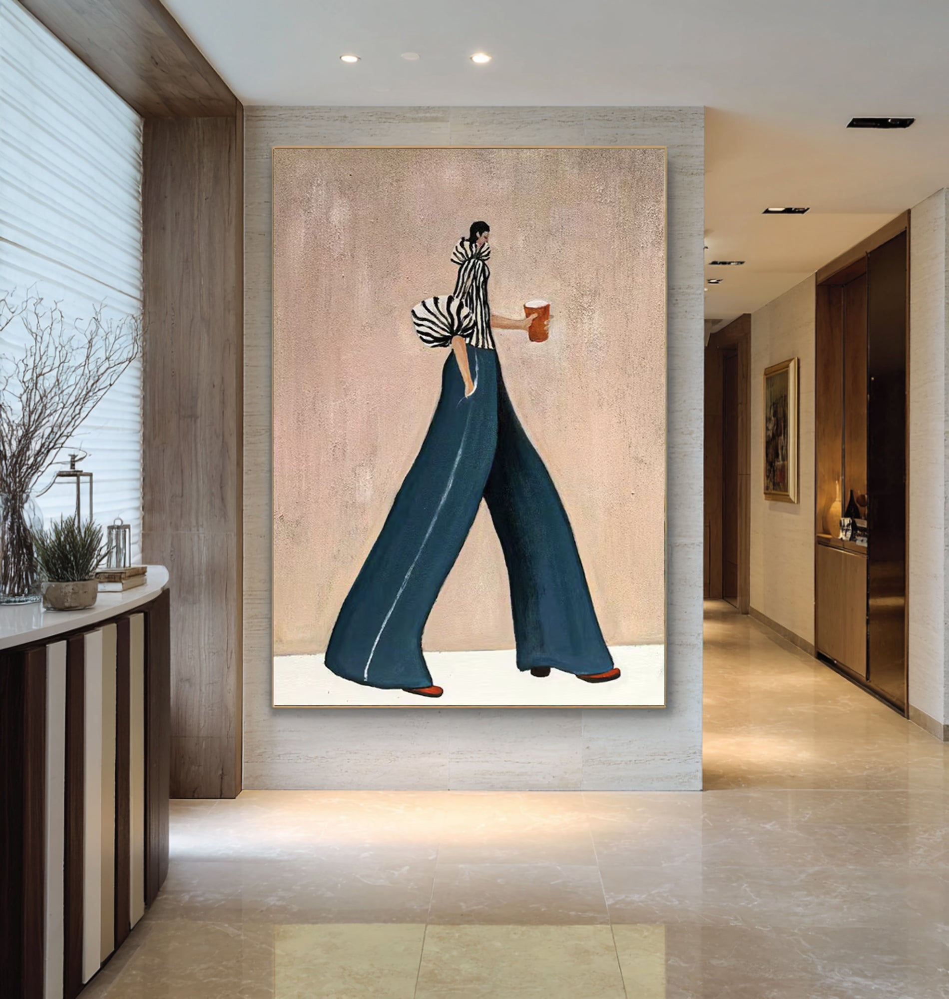Oversized Modern Woman Canvas Art Contemporary Fashion Painting