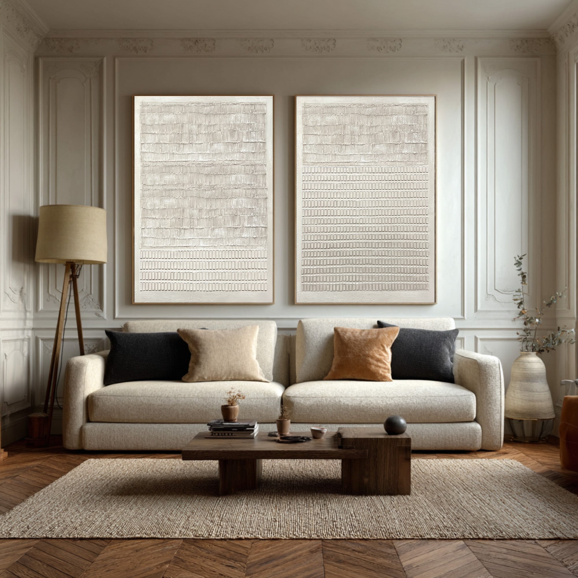 White Textured Art Prints Set Of 2 #AG 036