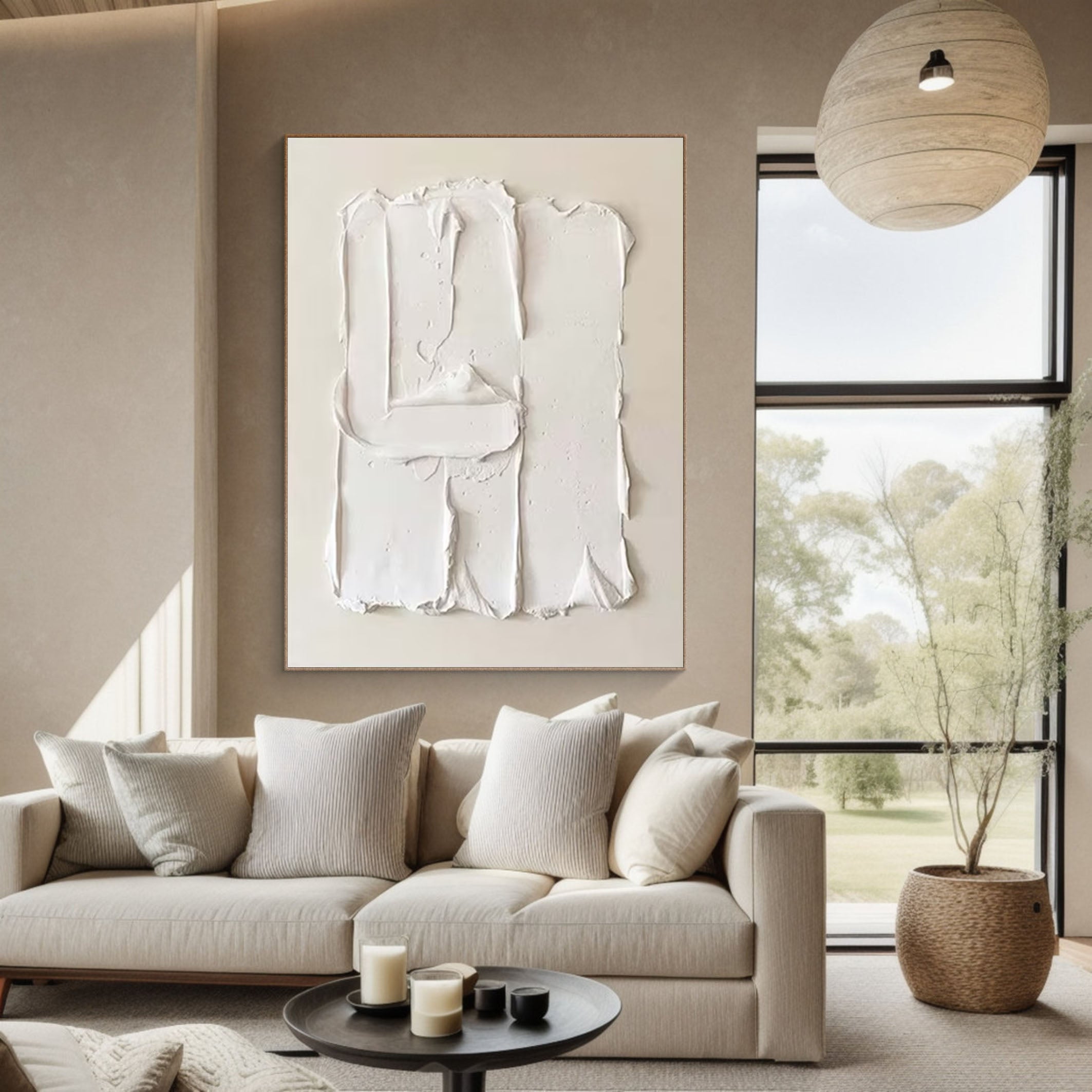 Textured Abstract Art Neutral Beige Canvas for Modern Living Rooms #MMA 183