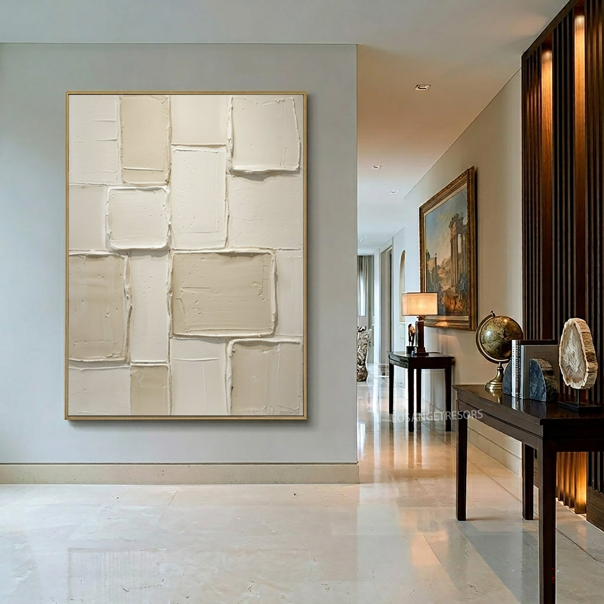 Large Architectural Minimalist Textured Wall Art Ivory Cream Abstract Oil Painting Contemporary Luxury Interior Decor