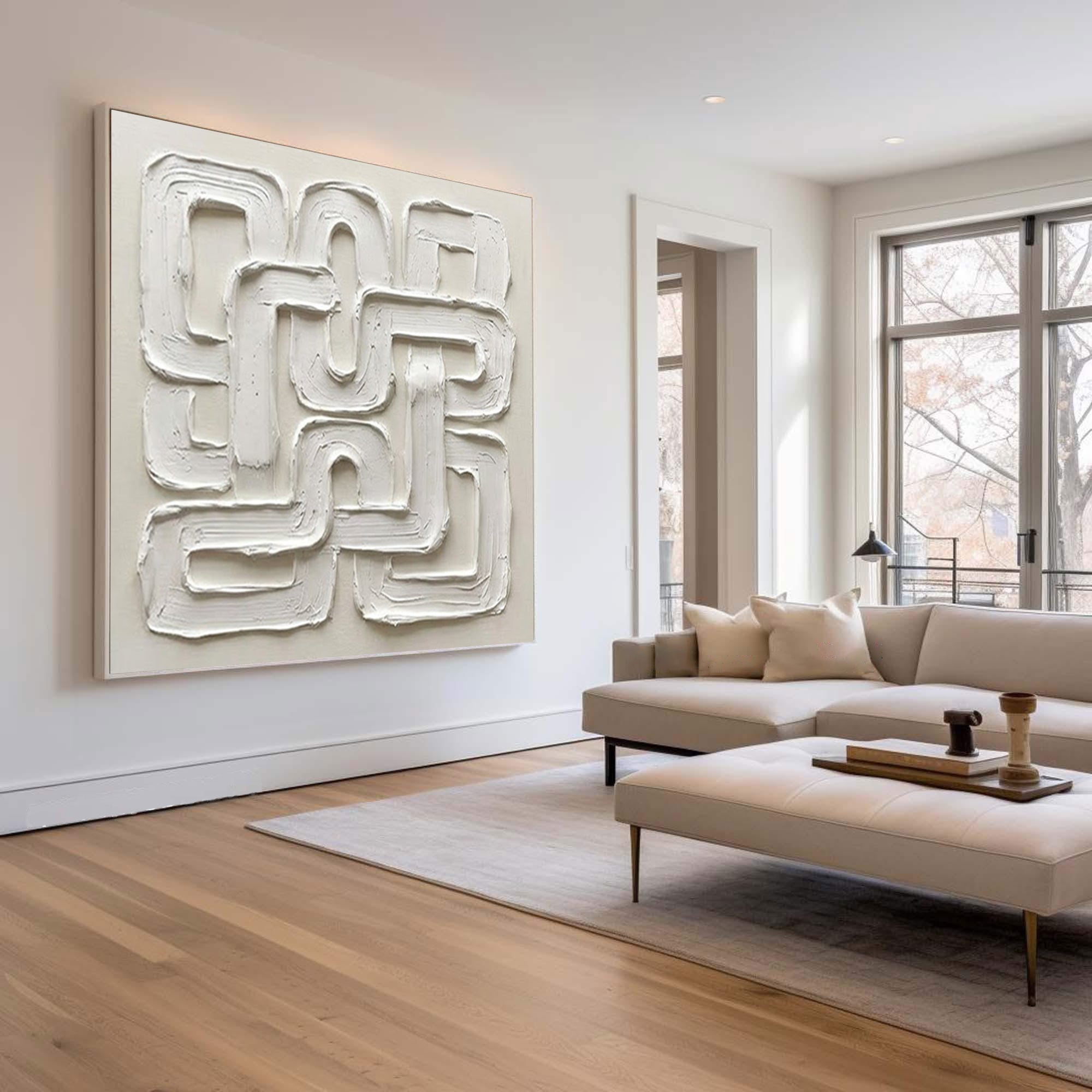 Large Architectural Flow Wall Art Neutral Sculptural Painting