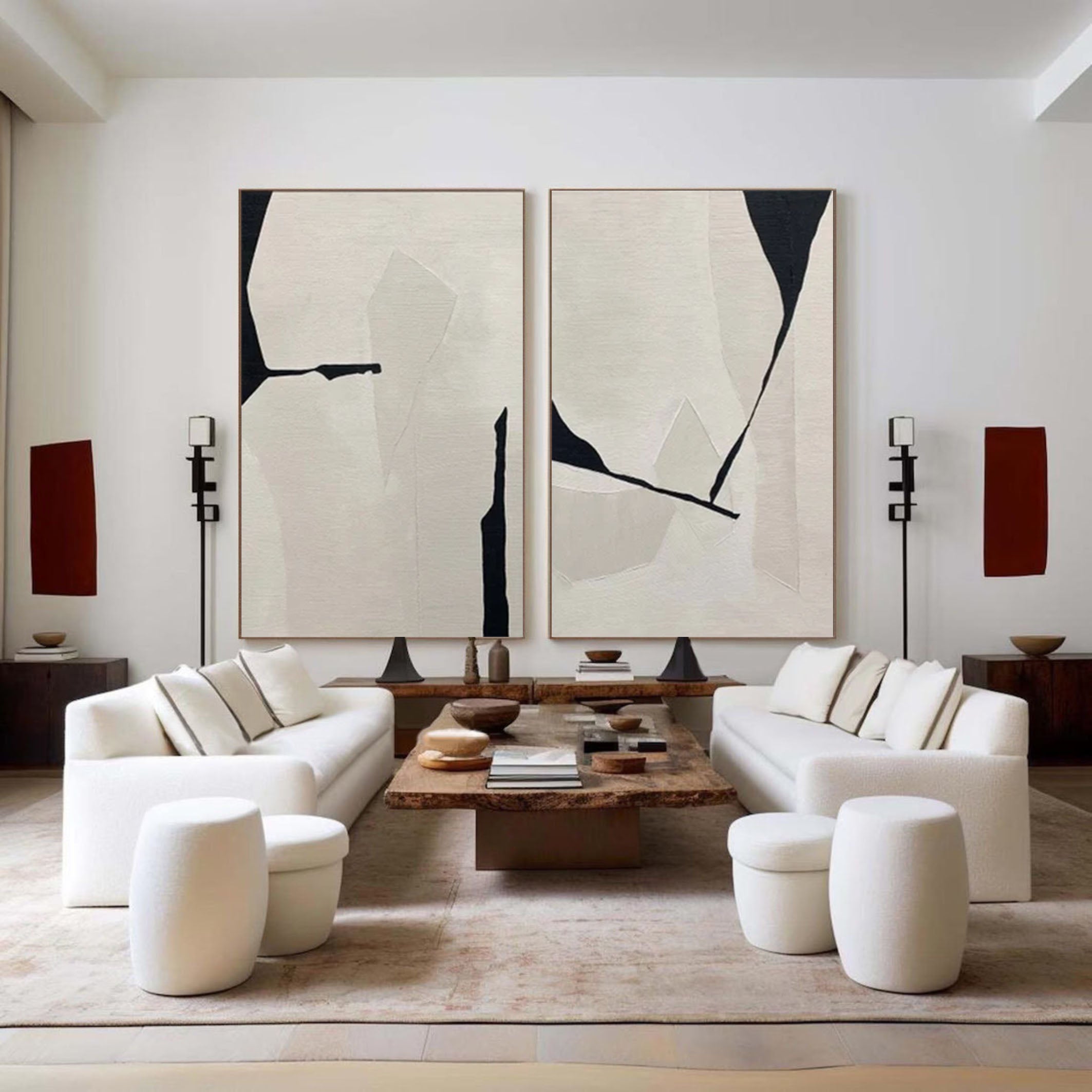 Abstract Geometric Wall Art Dual Panels for Modern Interiors #MMAS 060