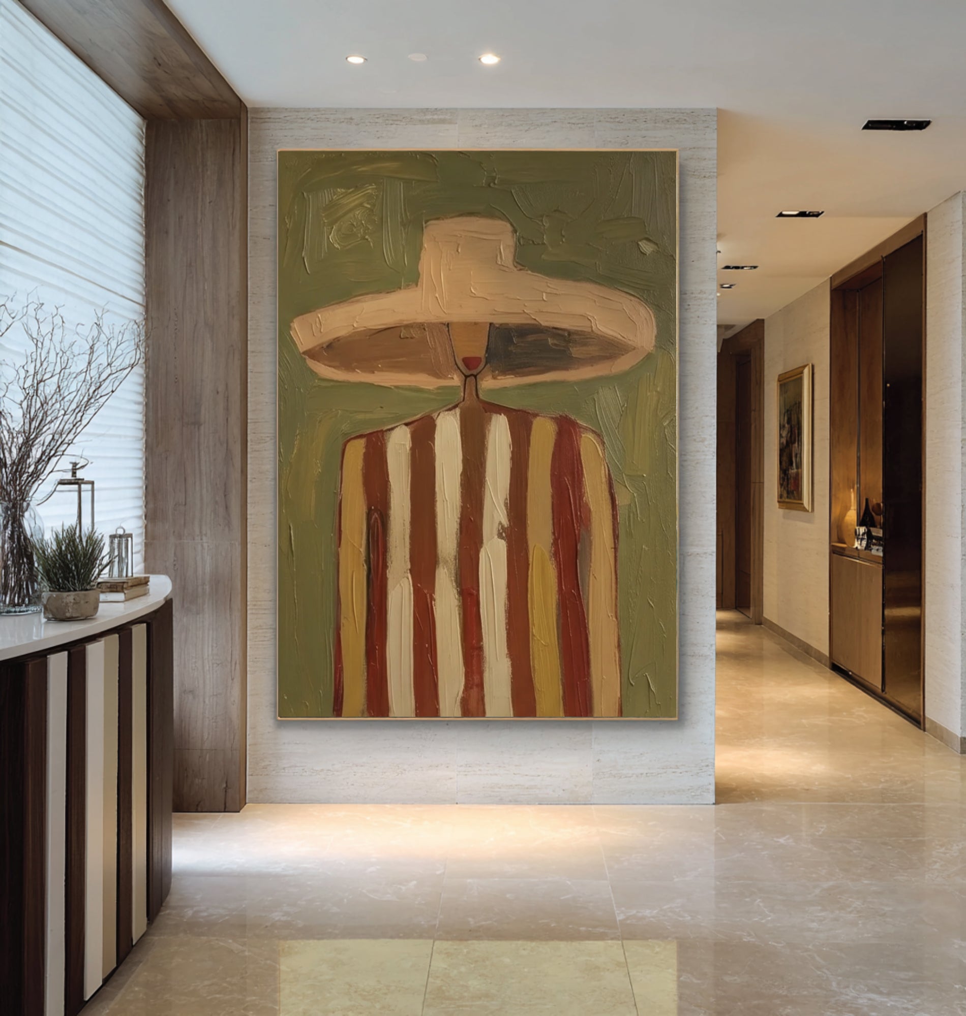 Oversized Contemporary Woman Portrait Canvas Art Modern Abstract Painting