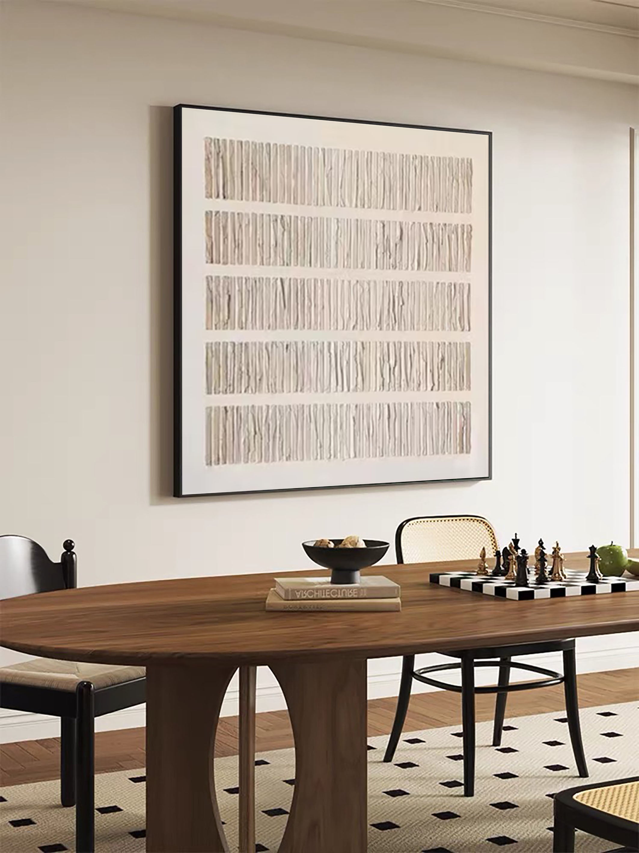 Neutral Toned Wabi Sabi Wall Art Textured Lines Painting #MMA 184