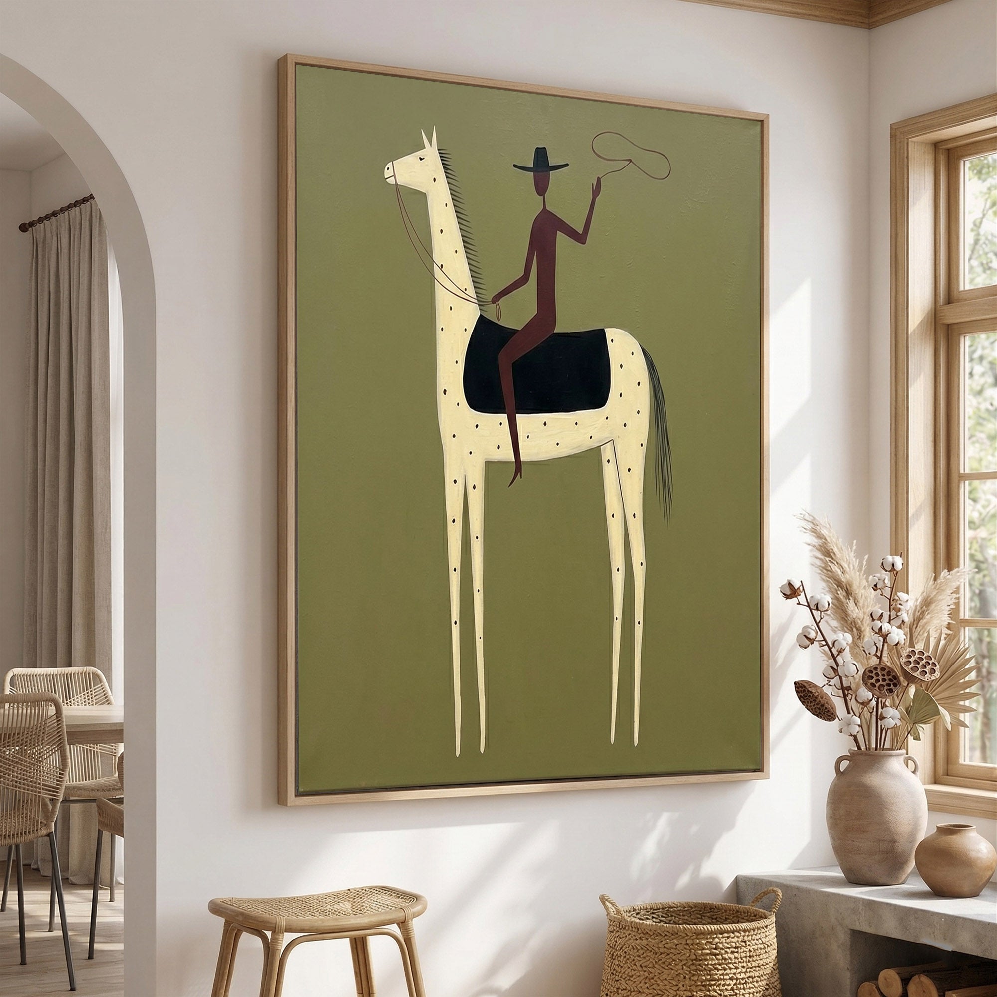 Large Cowboy Horse Wall Art Modern Western Contemporary Canvas Painting