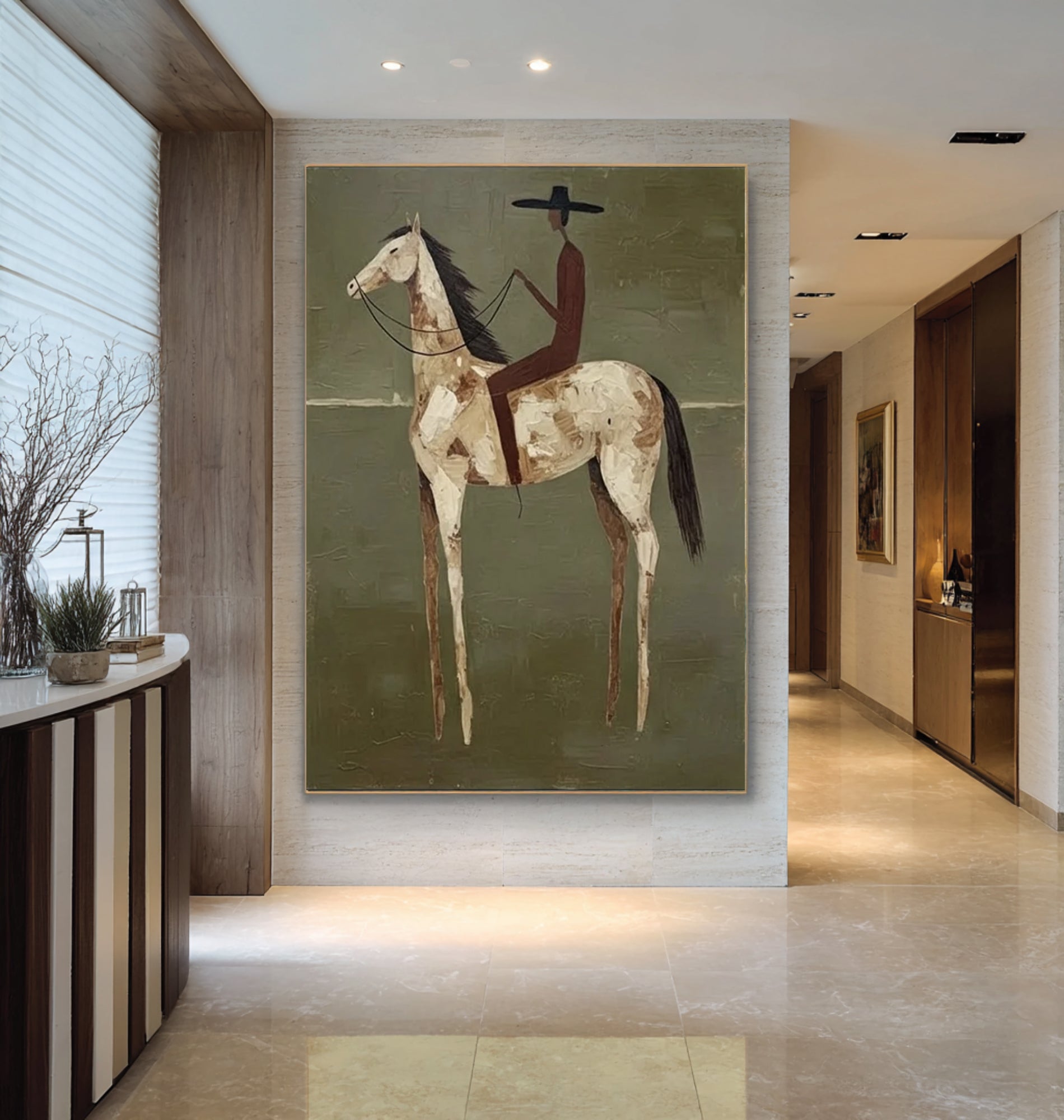 Oversized Contemporary Horse Painting Modern Equestrian Canvas Art