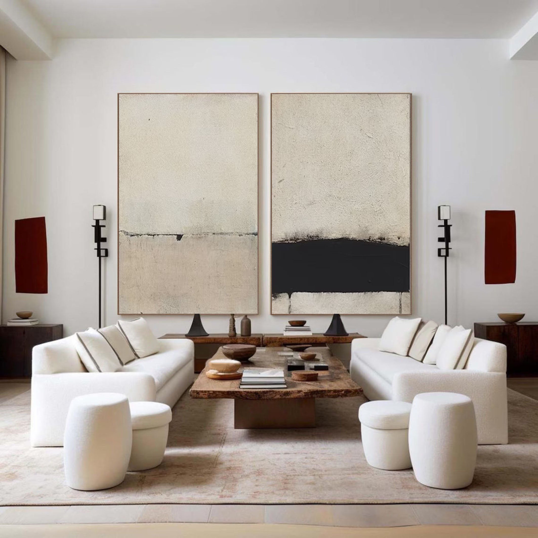 Modern Minimalist Abstract Art Dual Panels for a Refined Look #MMAS 061
