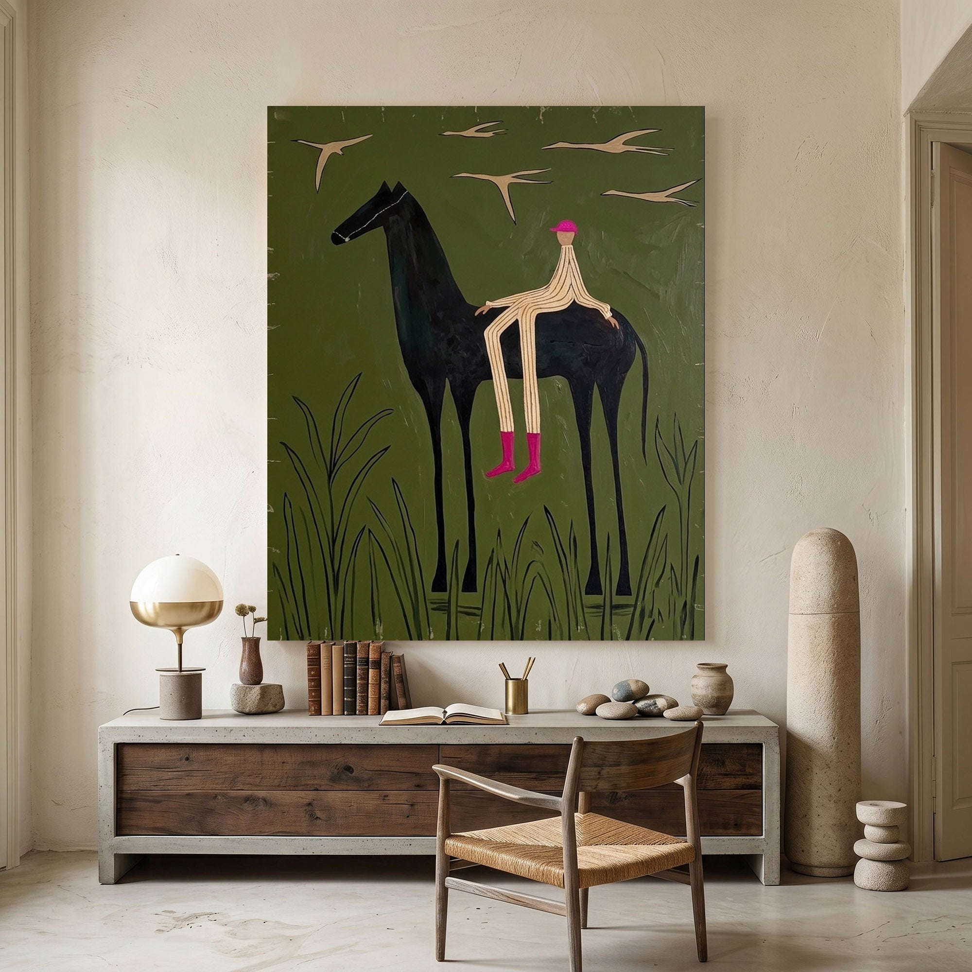 Large Cowboy Horse Wall Art Contemporary Western Figurative Painting