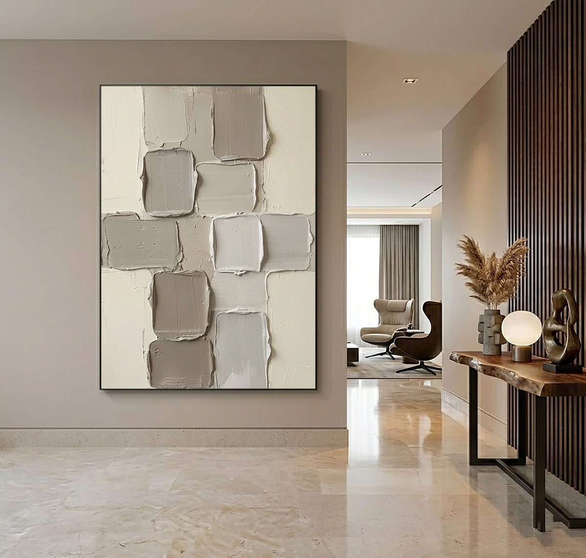 A Quiet Stack Of Structures Large Neutral Textured Abstract Wall Art Sculptural Relief Modern Architectural Decor