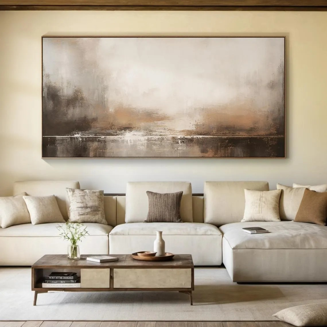 Neutral Brown Abstract Landscape Art for Modern Spaces #AP 097