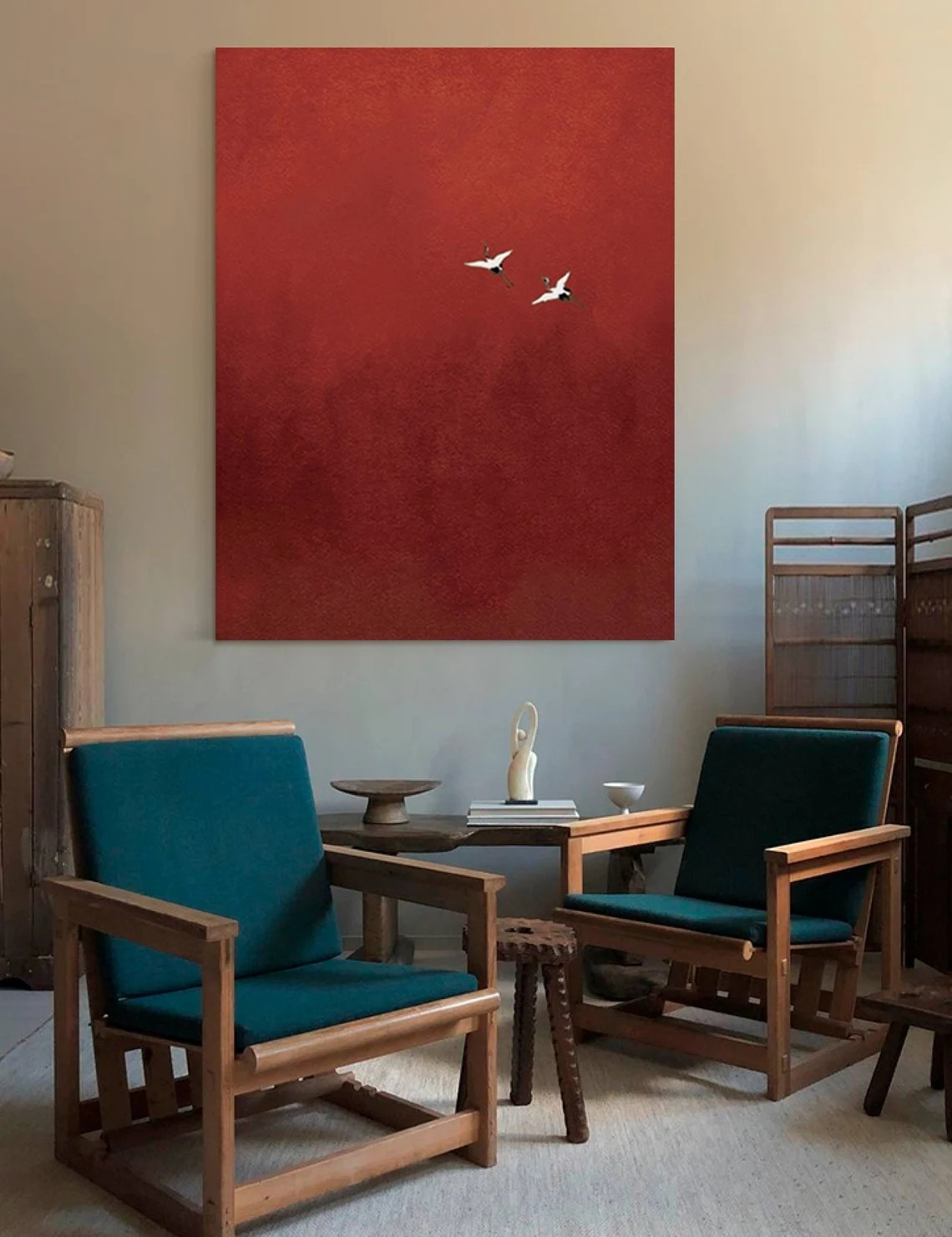 Dreamy Crimson Sky Painting | Surreal Red Landscape Art #AP 081