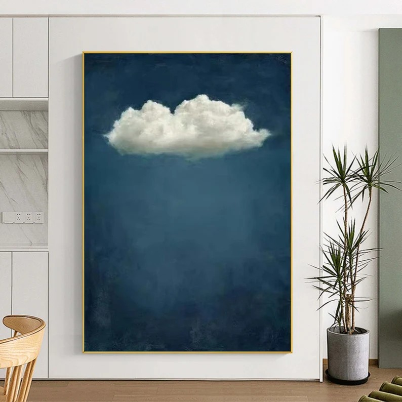 Minimalist Blue Sky and Abstract Cloud Art