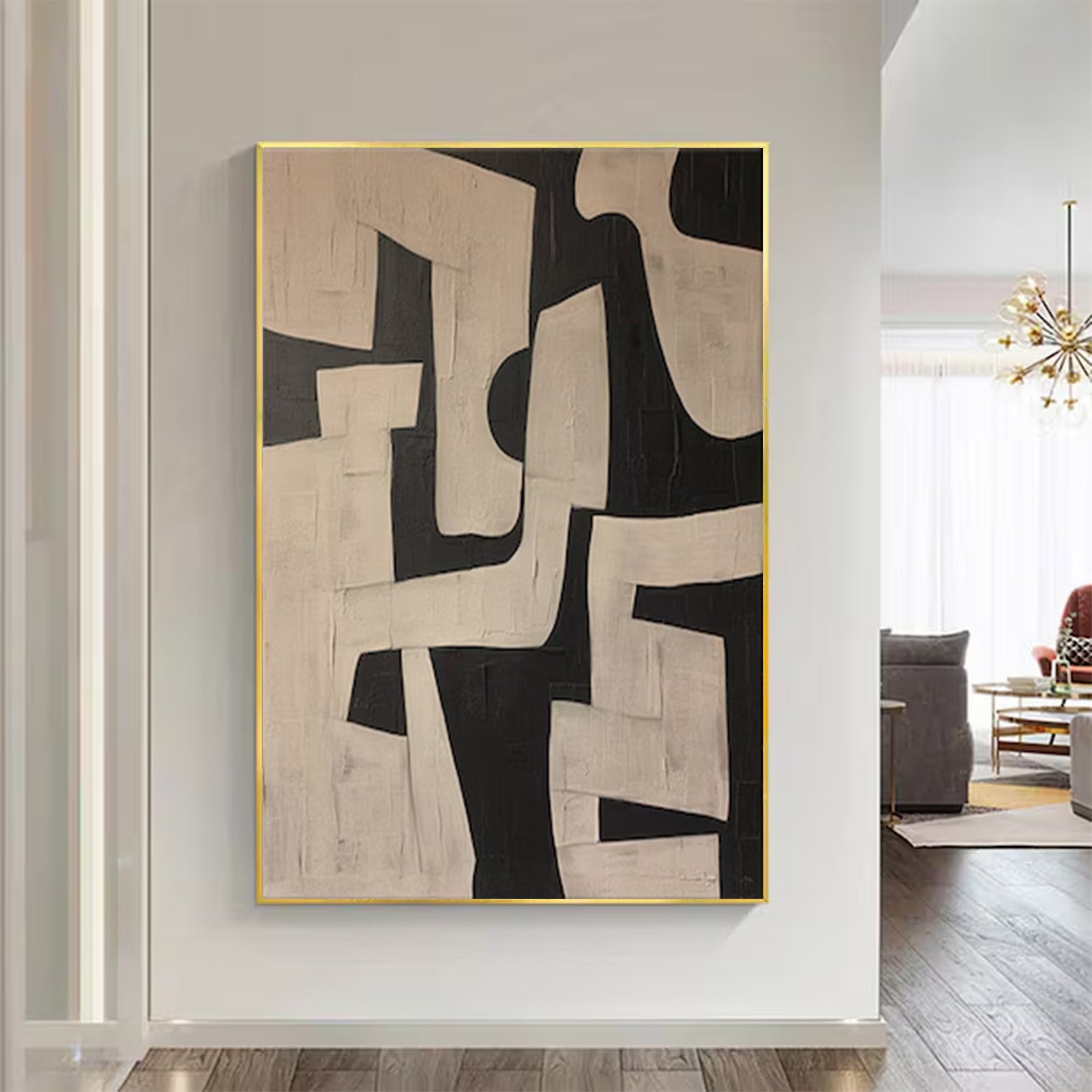 Black and Beige Abstract Art Large | KeiraArt #AG 105