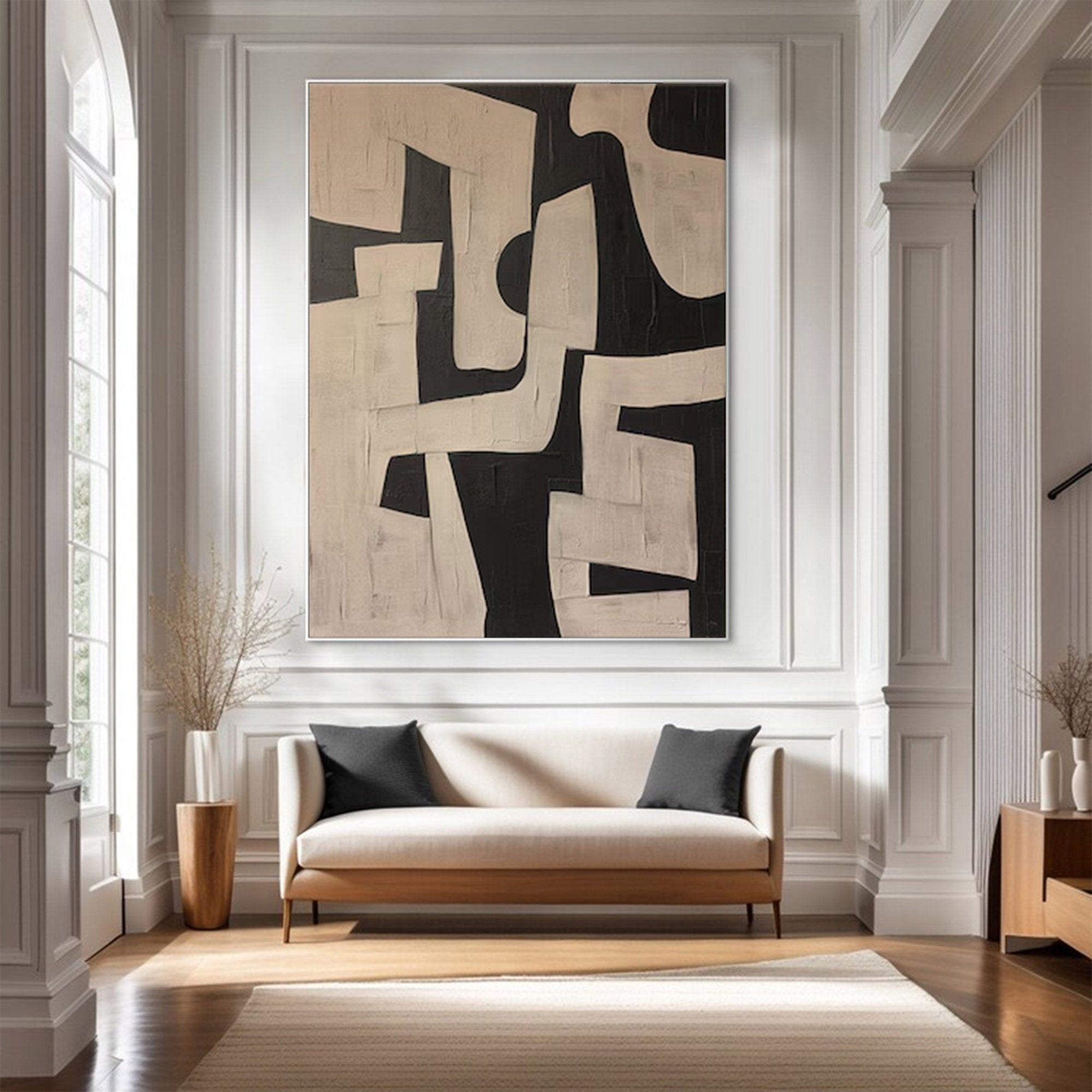 Black and Beige Abstract Art Large | KeiraArt #AG 105