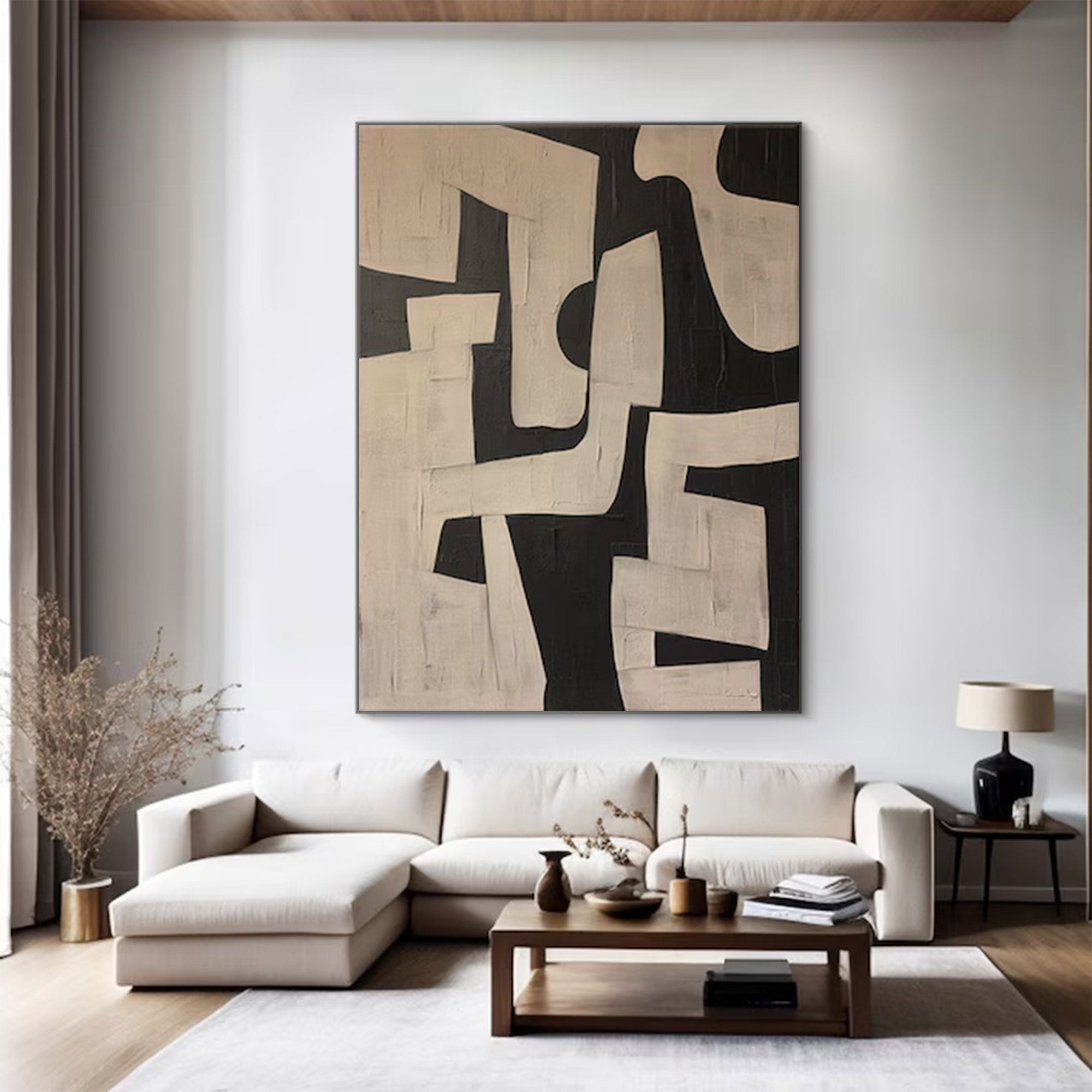 Black and Beige Abstract Art Large | KeiraArt #AG 105