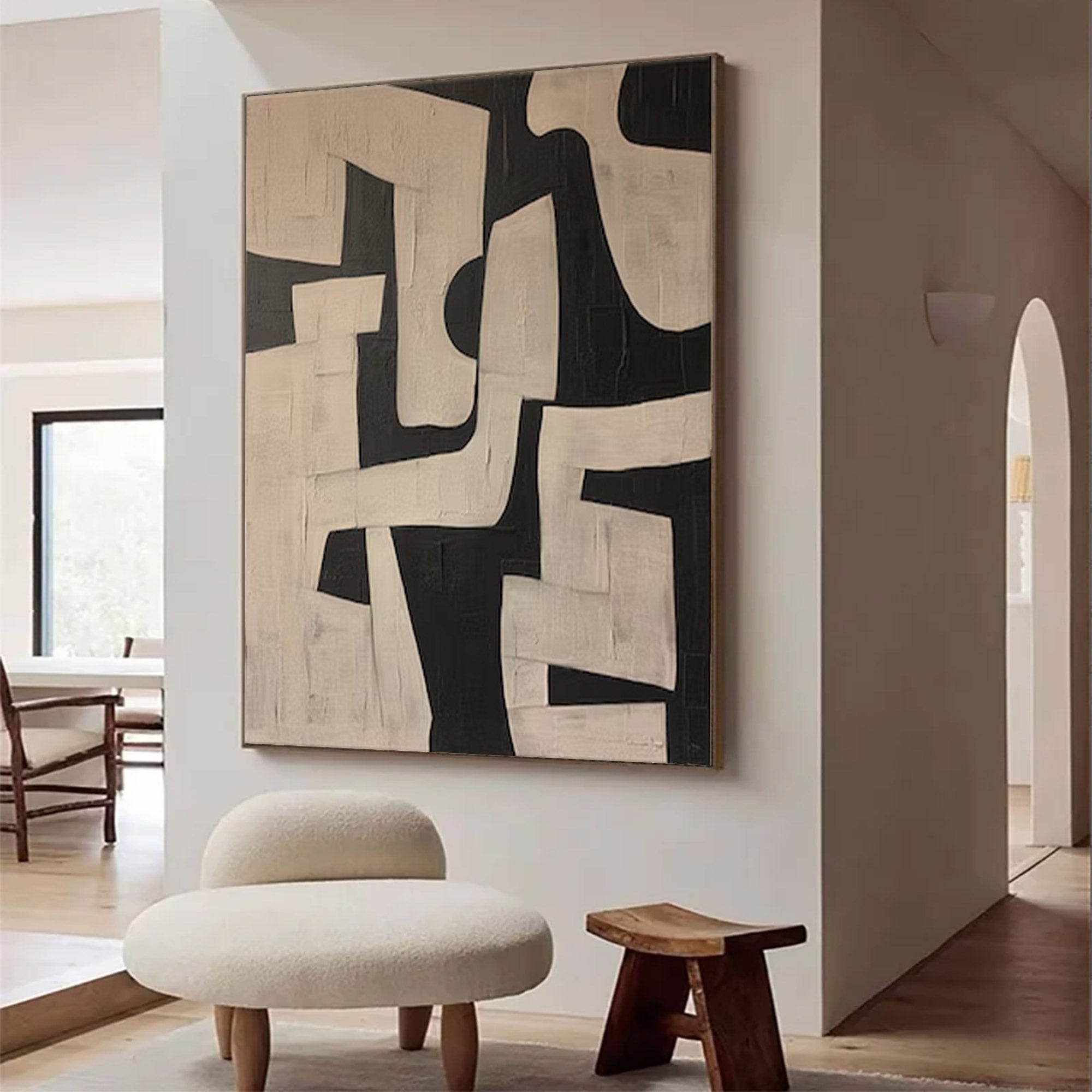 Black and Beige Abstract Art Large | KeiraArt #AG 105