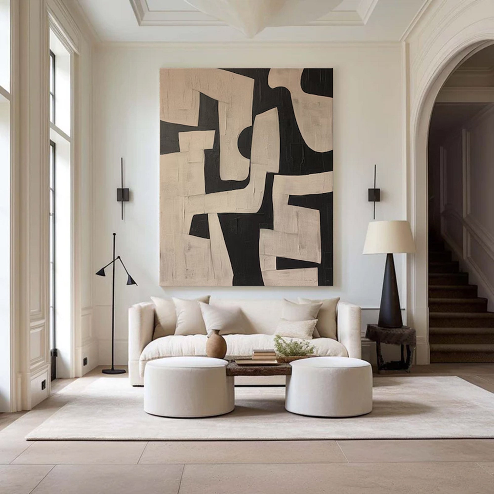 Black and Beige Abstract Art Large | KeiraArt #AG 105