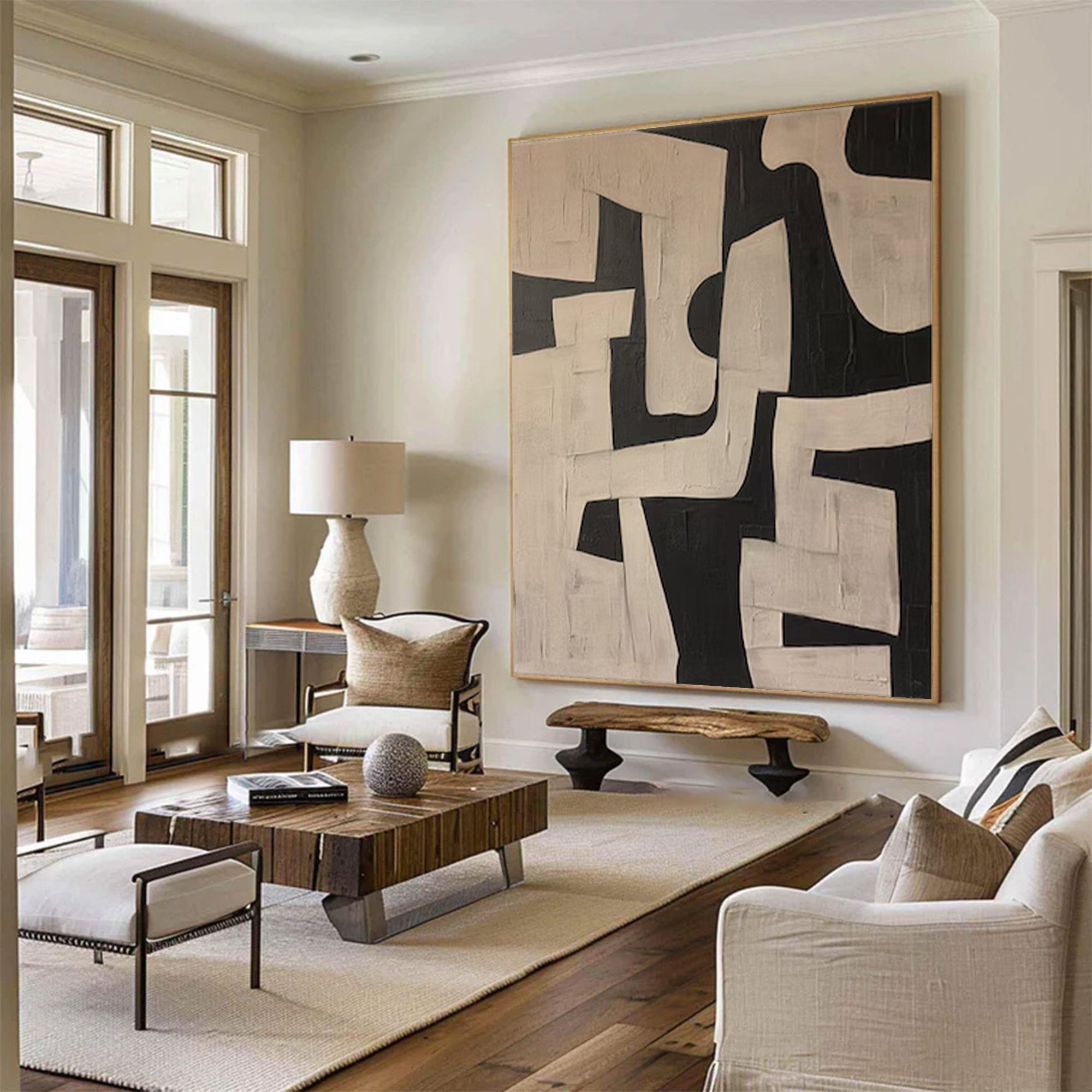 Black and Beige Abstract Art Large | KeiraArt #AG 105