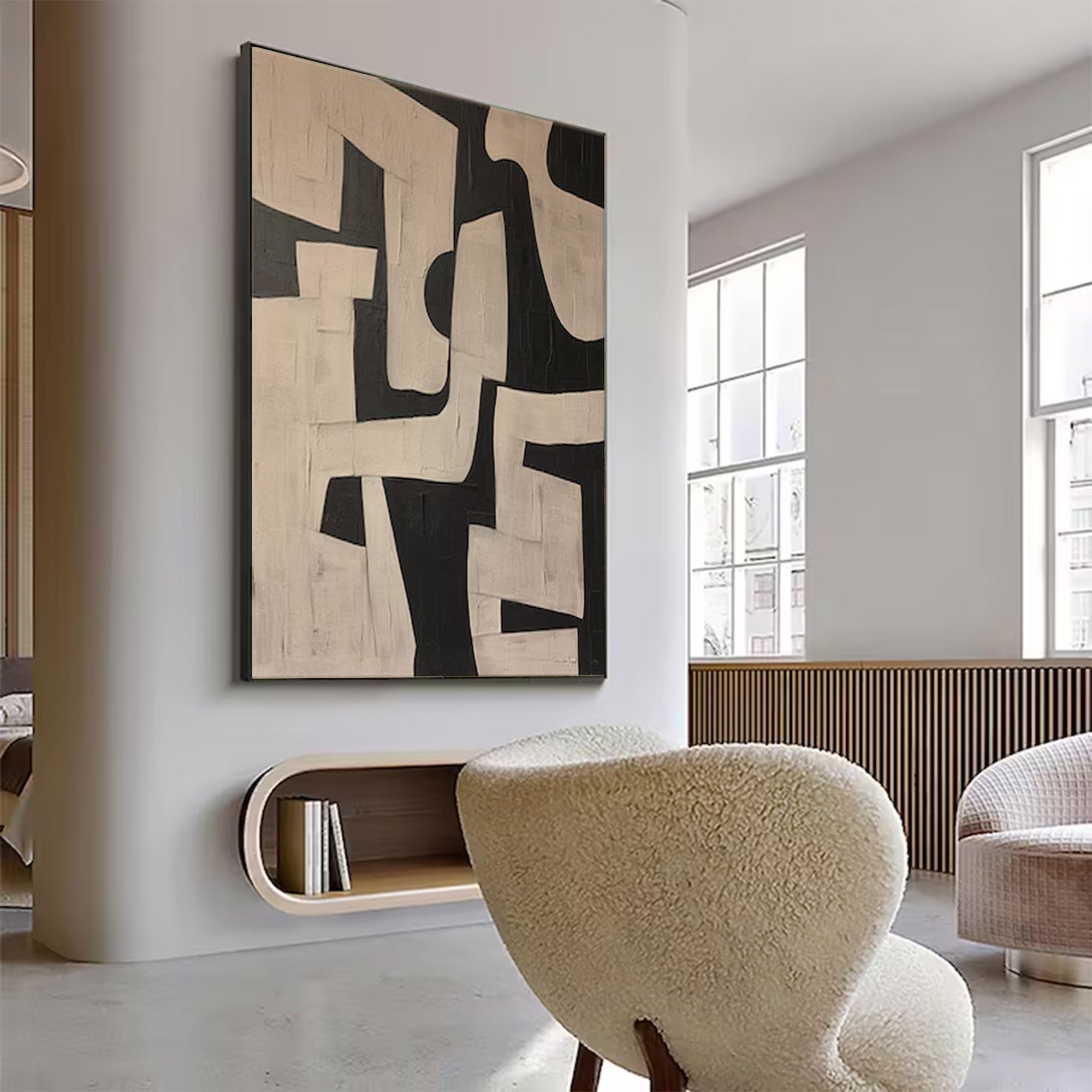 Black and Beige Abstract Art Large | KeiraArt #AG 105
