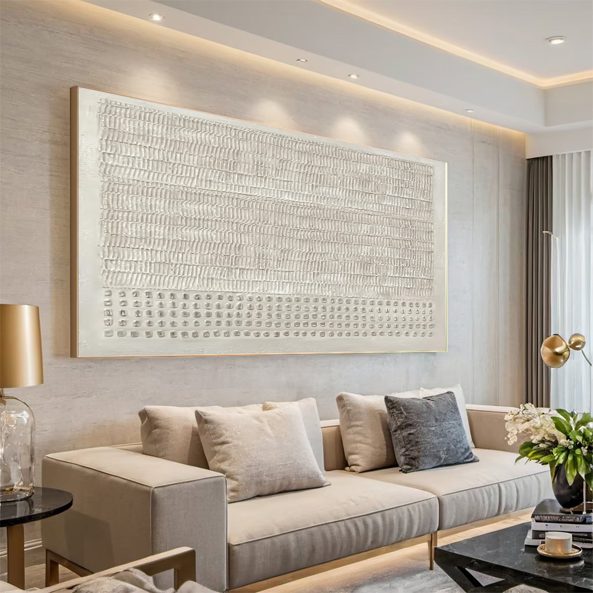 Modern Architectural Art Piece - Textured White Design #AG 032