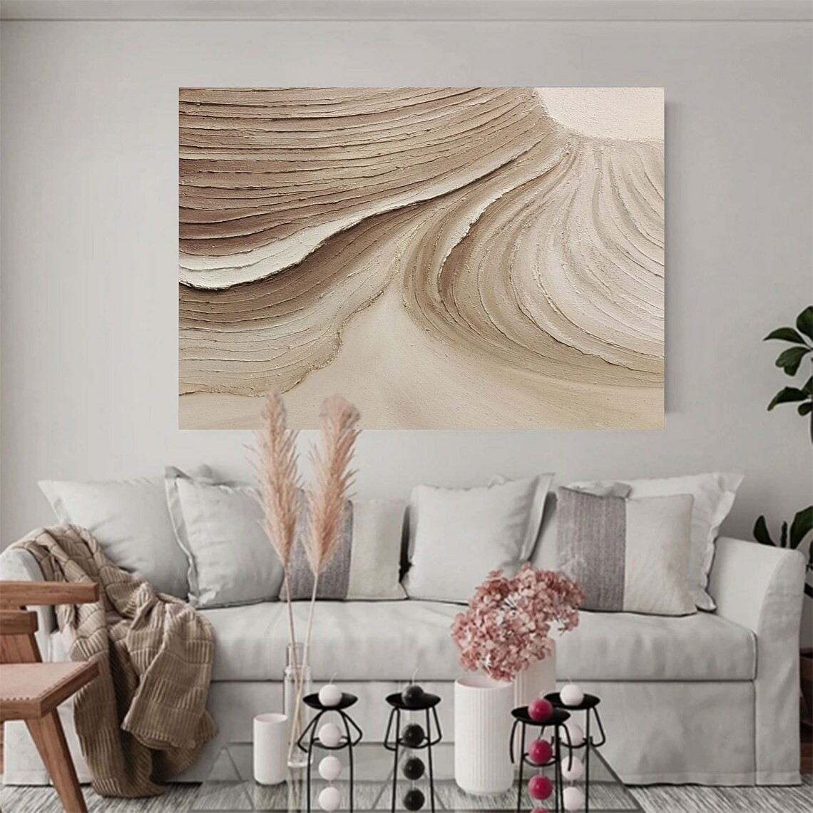 Neutral Textured Wall Art Set of 2 Earthy Tones #AP 107