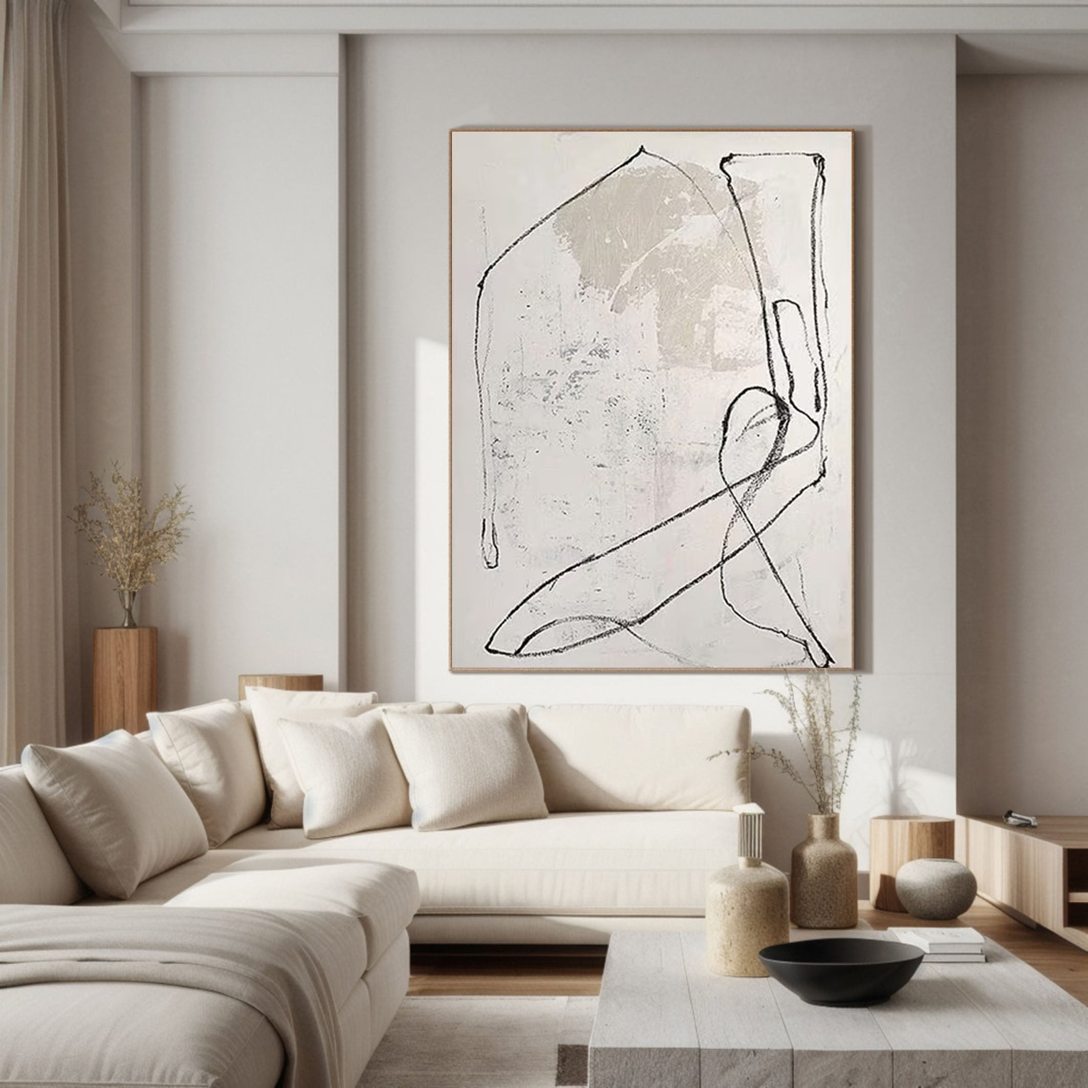 Soft Color Abstract Line Art for Contemporary Interiors #AP 066