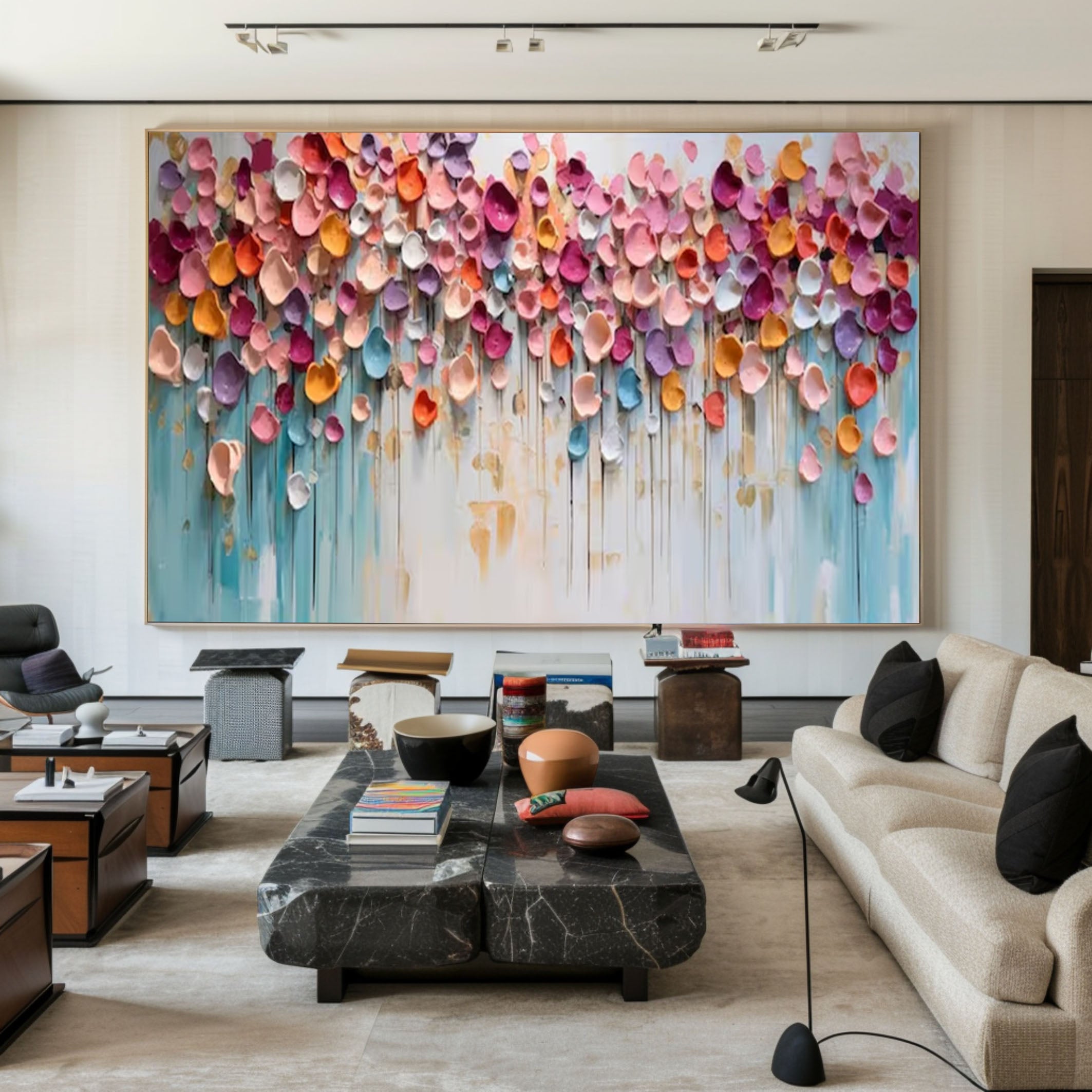 Vibrant Petal Abstract Wall Art Large Modern Floral Canvas #FT 056