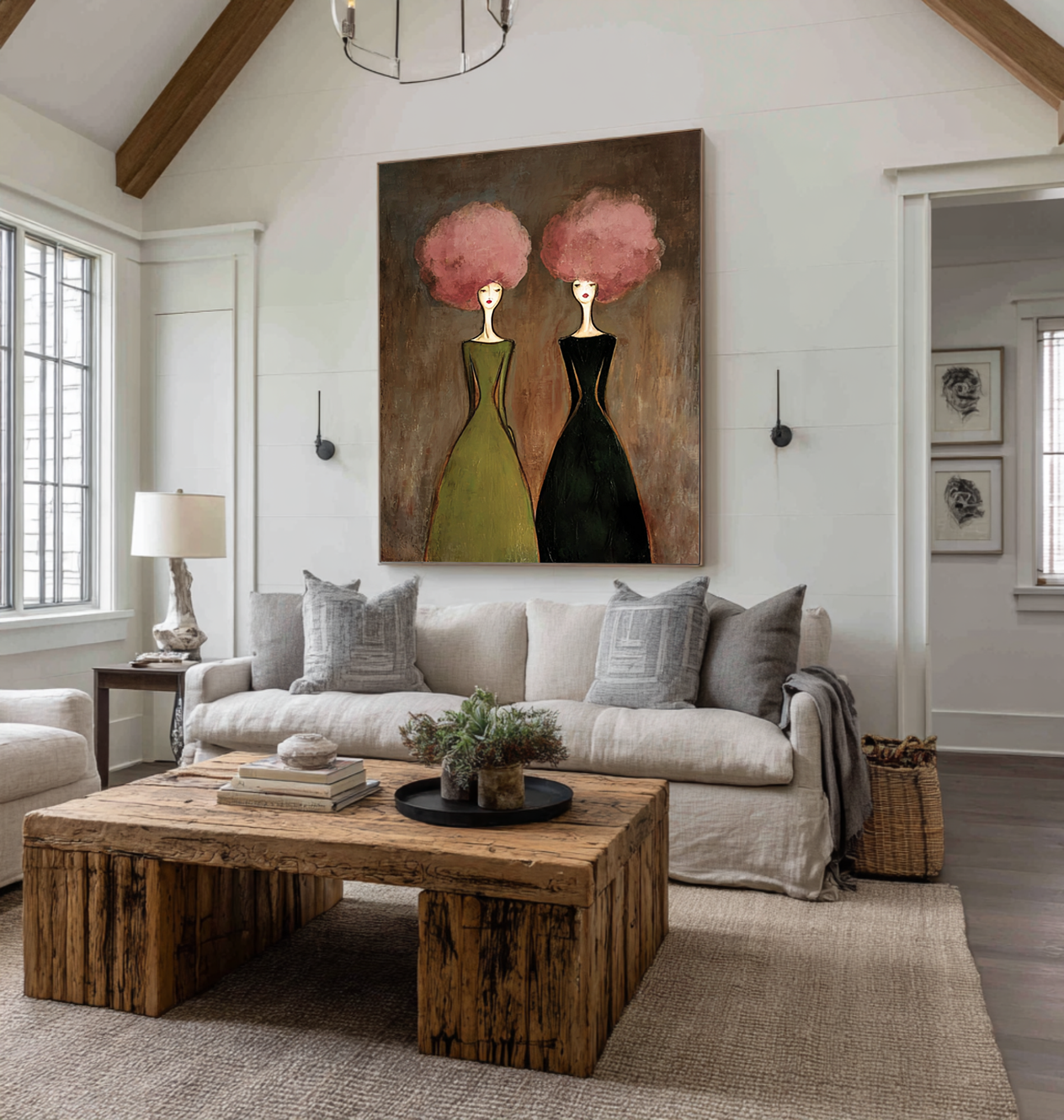 Minimal Figurative Oil Painting with Soft Pink Details #CZ 052