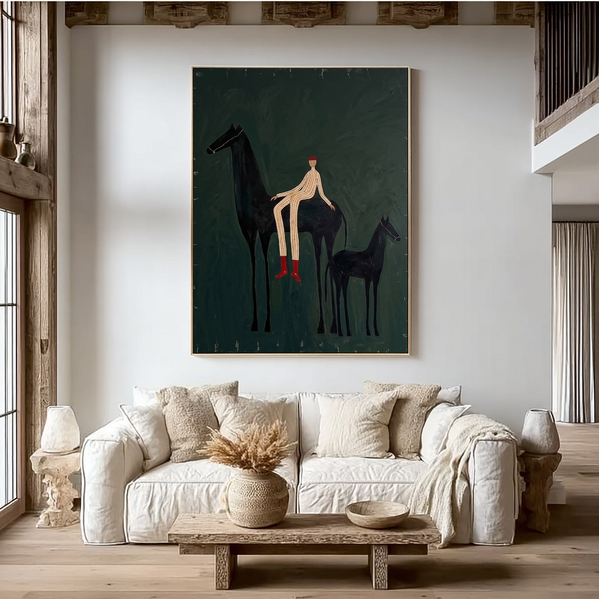 Large Cowboy Horse Wall Art Contemporary Western Ranch Painting